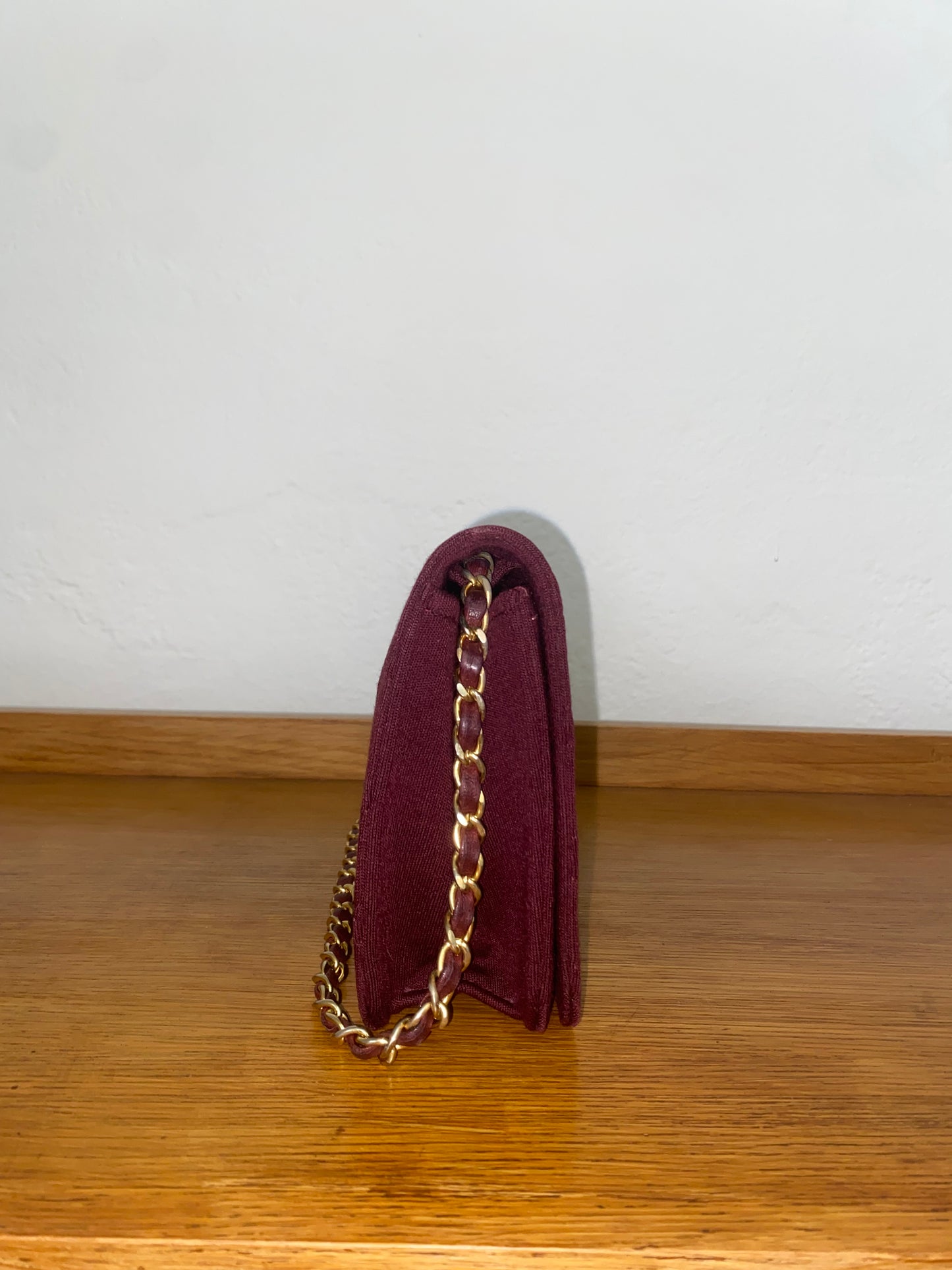 CHANEL BURGUNDY QUILTED WOC 24K GOLD PLATED