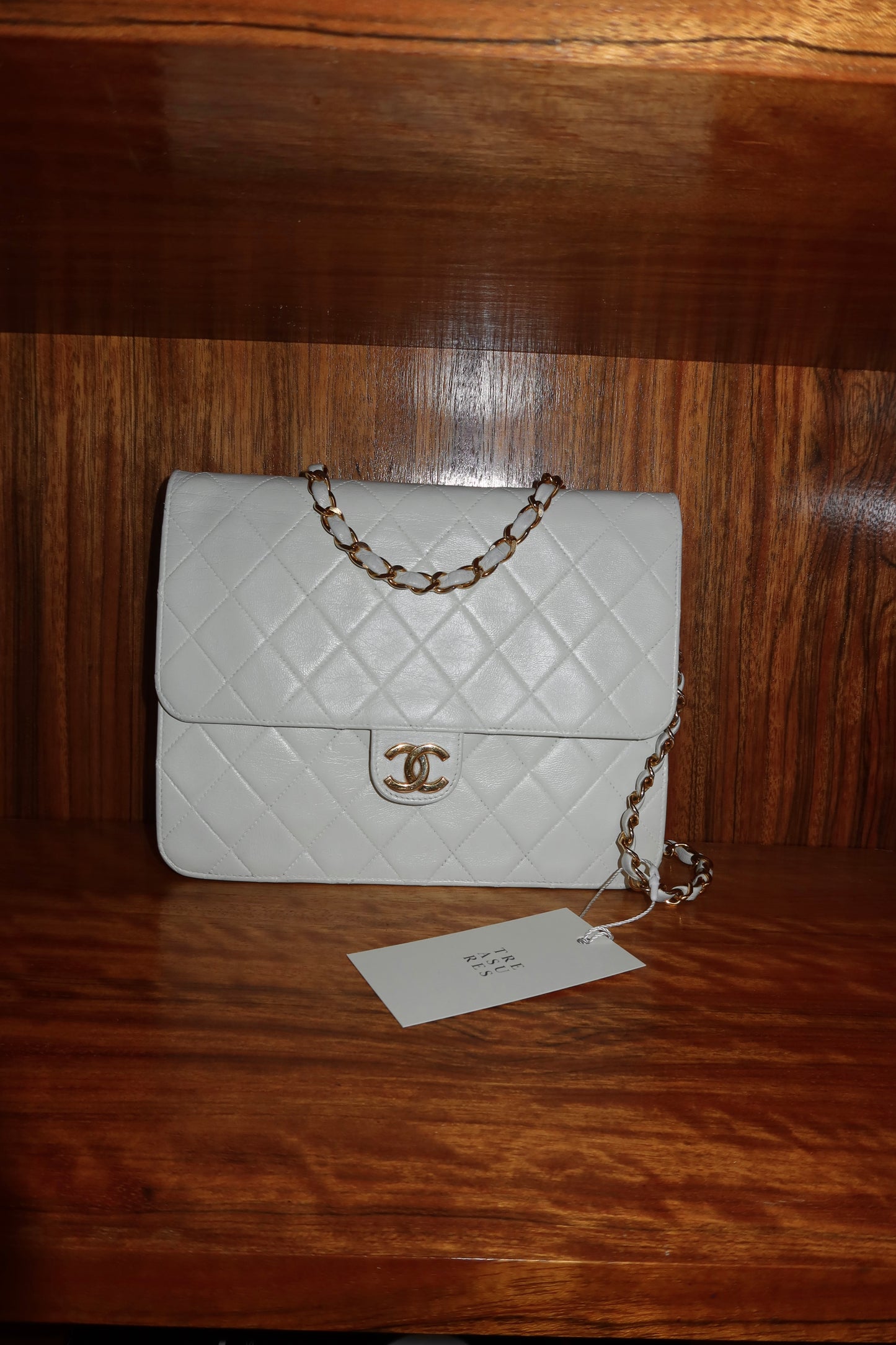 CHANEL 80s SINGLE FLAP BAG CREAM