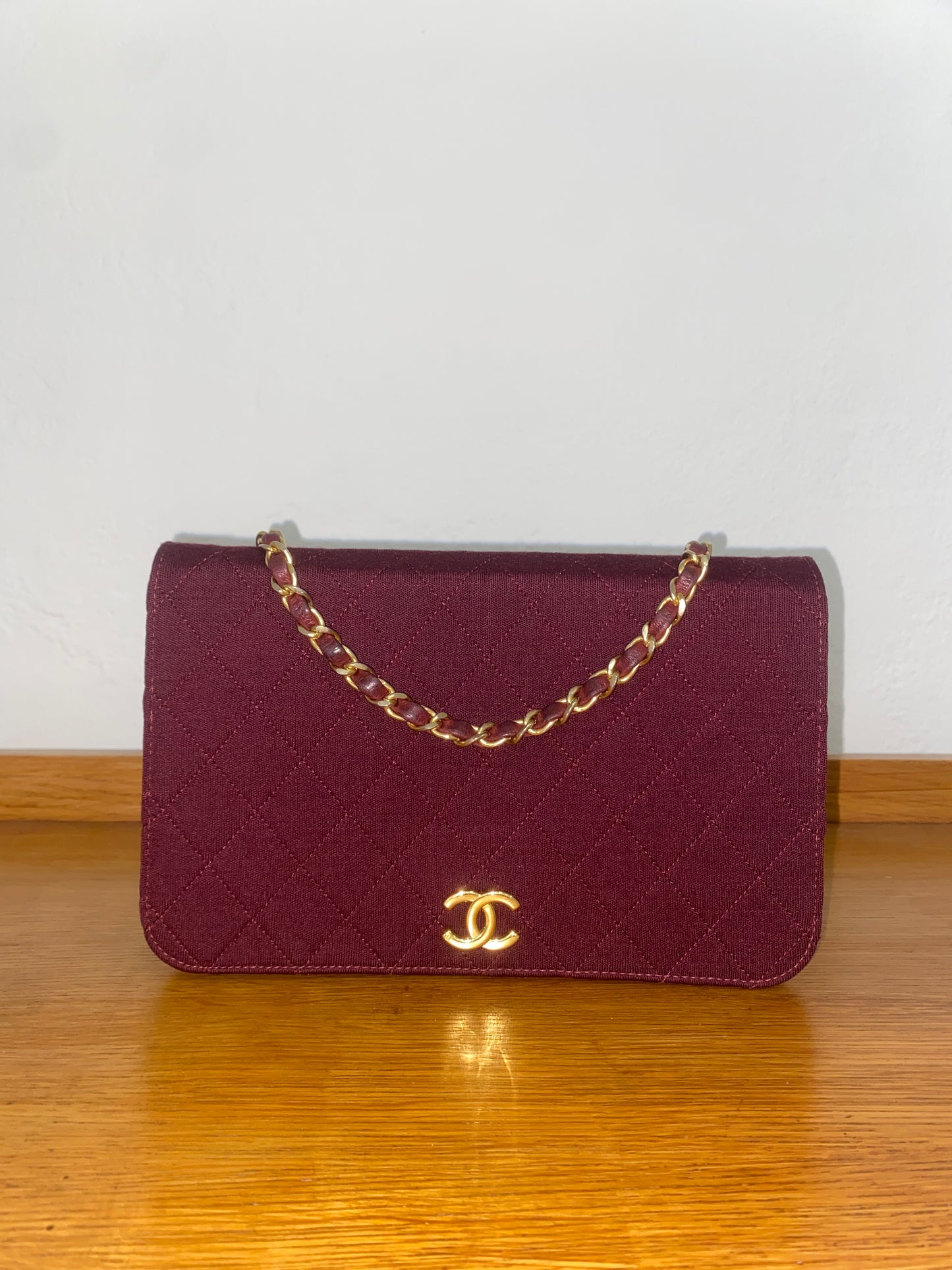 CHANEL BURGUNDY QUILTED WOC 24K GOLD PLATED