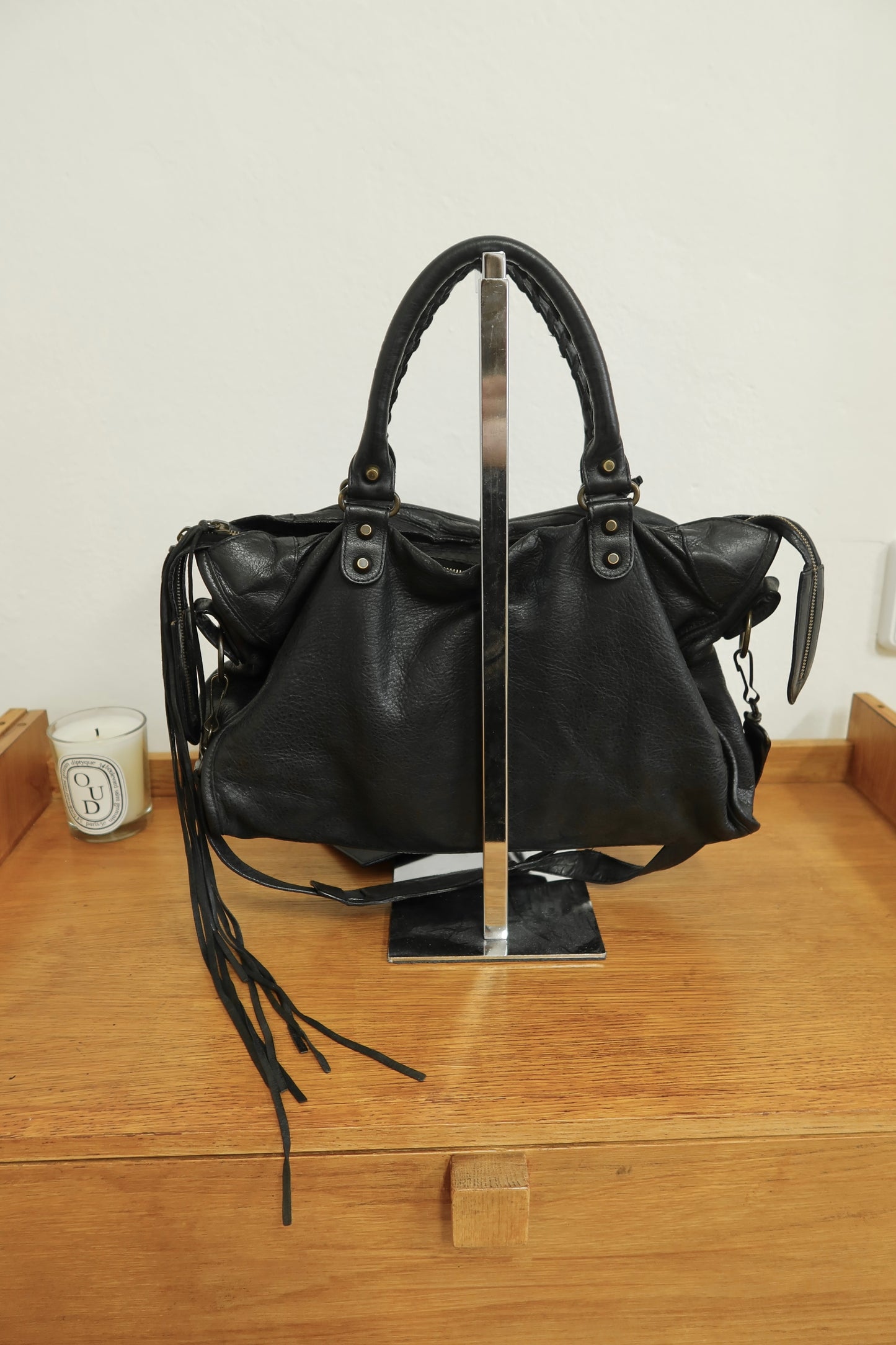 BALENCIAGA CITY BAG IN BLACK GOLD PATINA HW