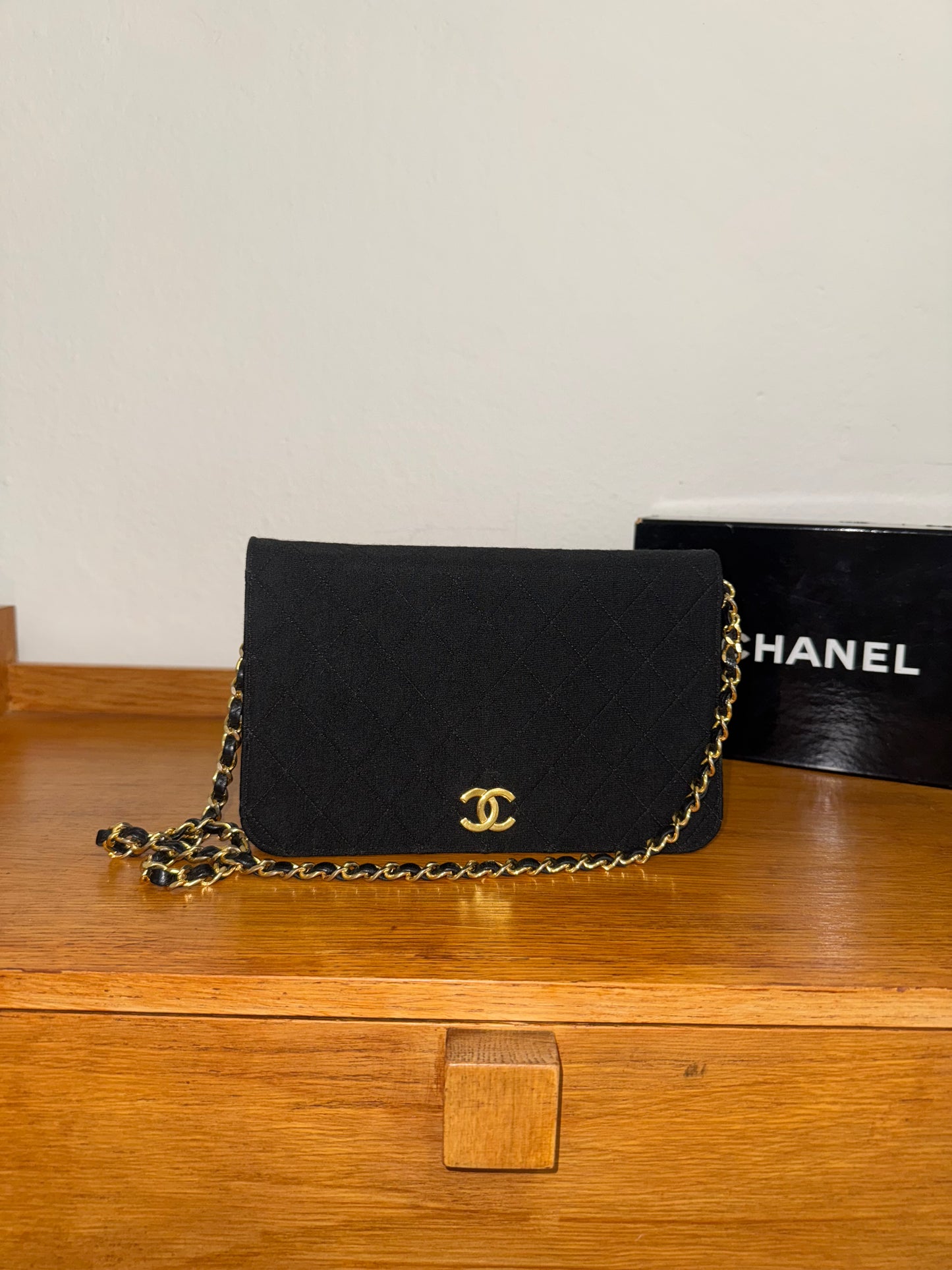 CHANEL JERSEY QUILTED FULL FLAP BAG