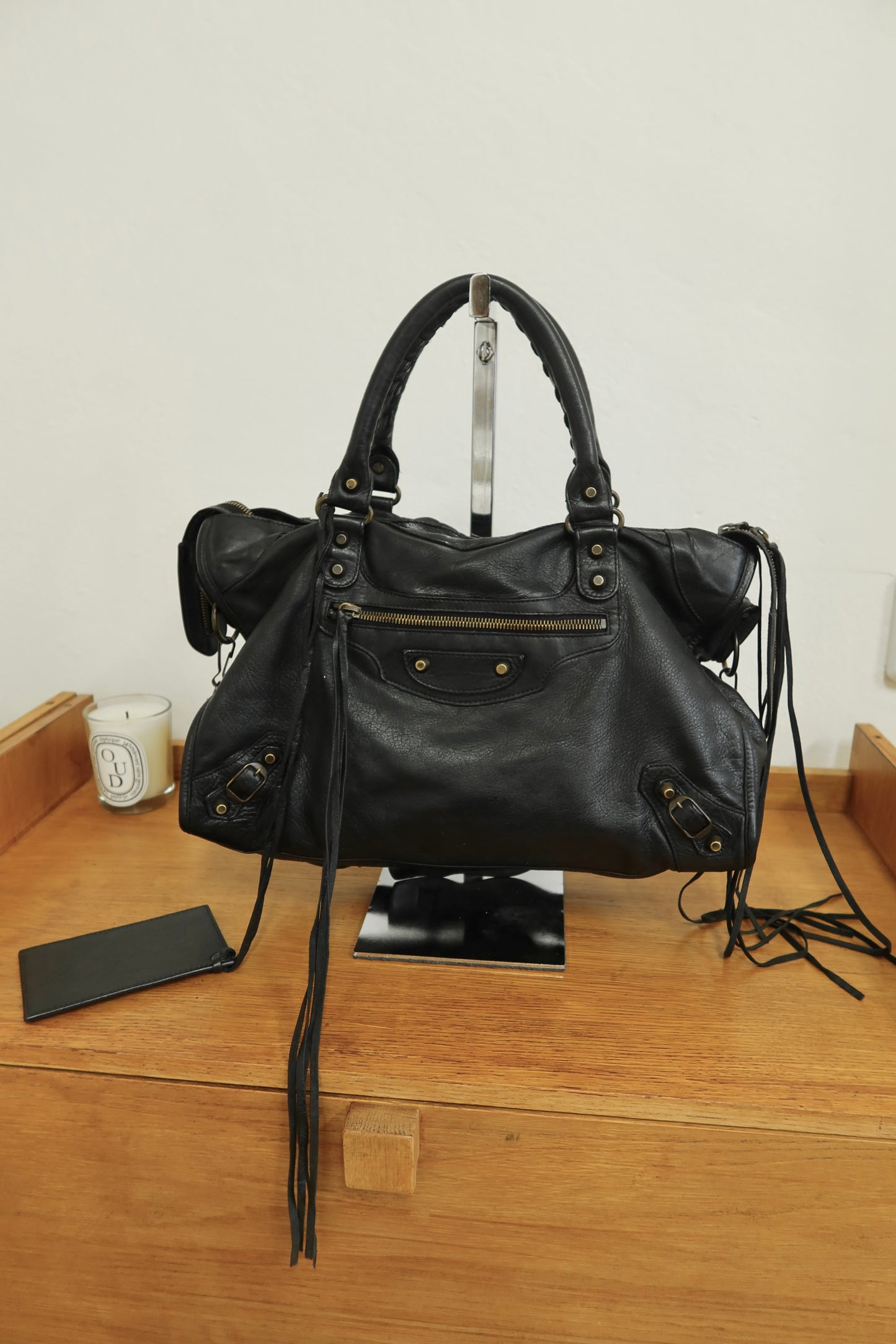BALENCIAGA CITY BAG IN BLACK GOLD PATINA HW
