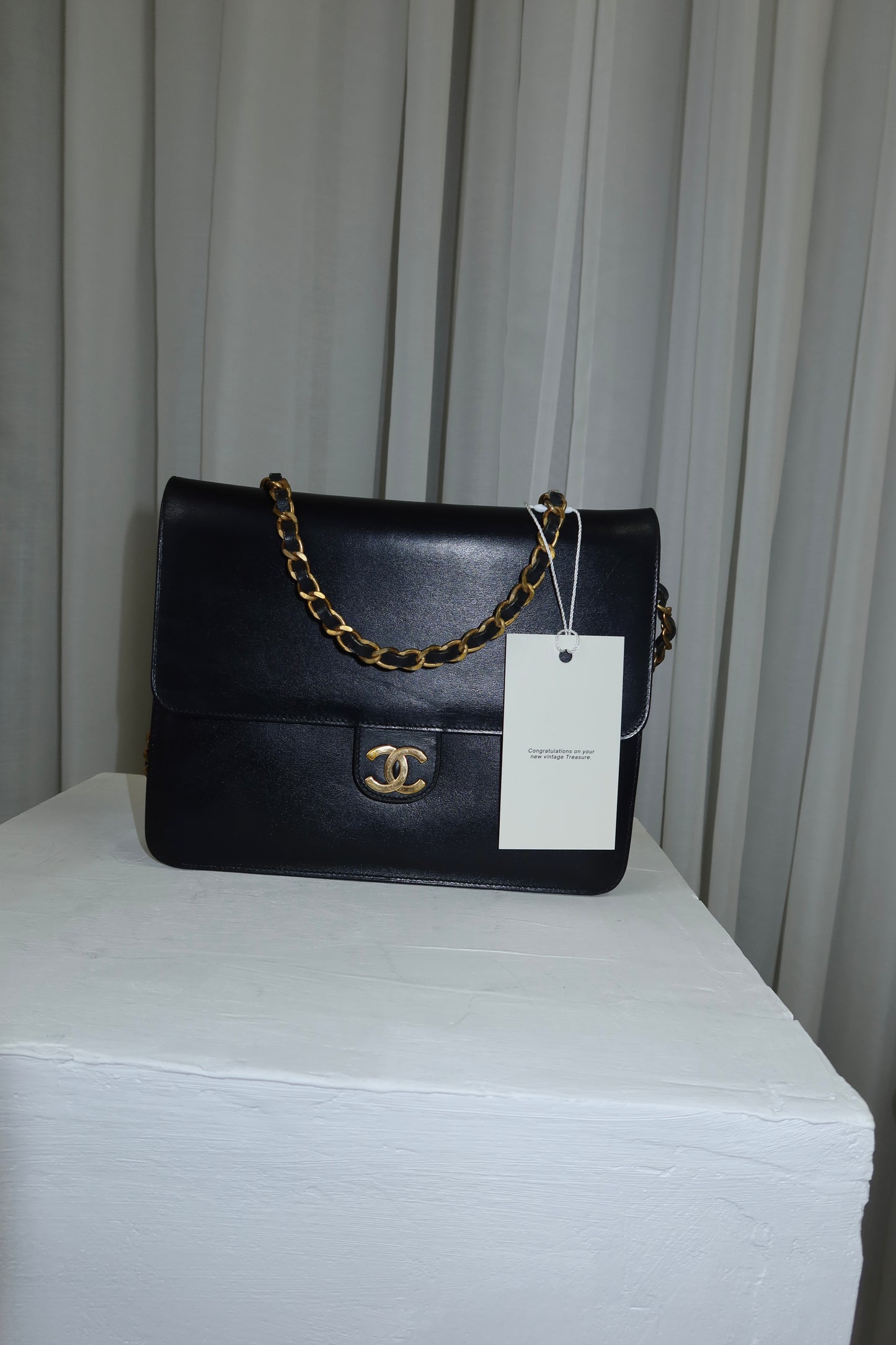 CHANEL BOX CALF SINGLE FLAP