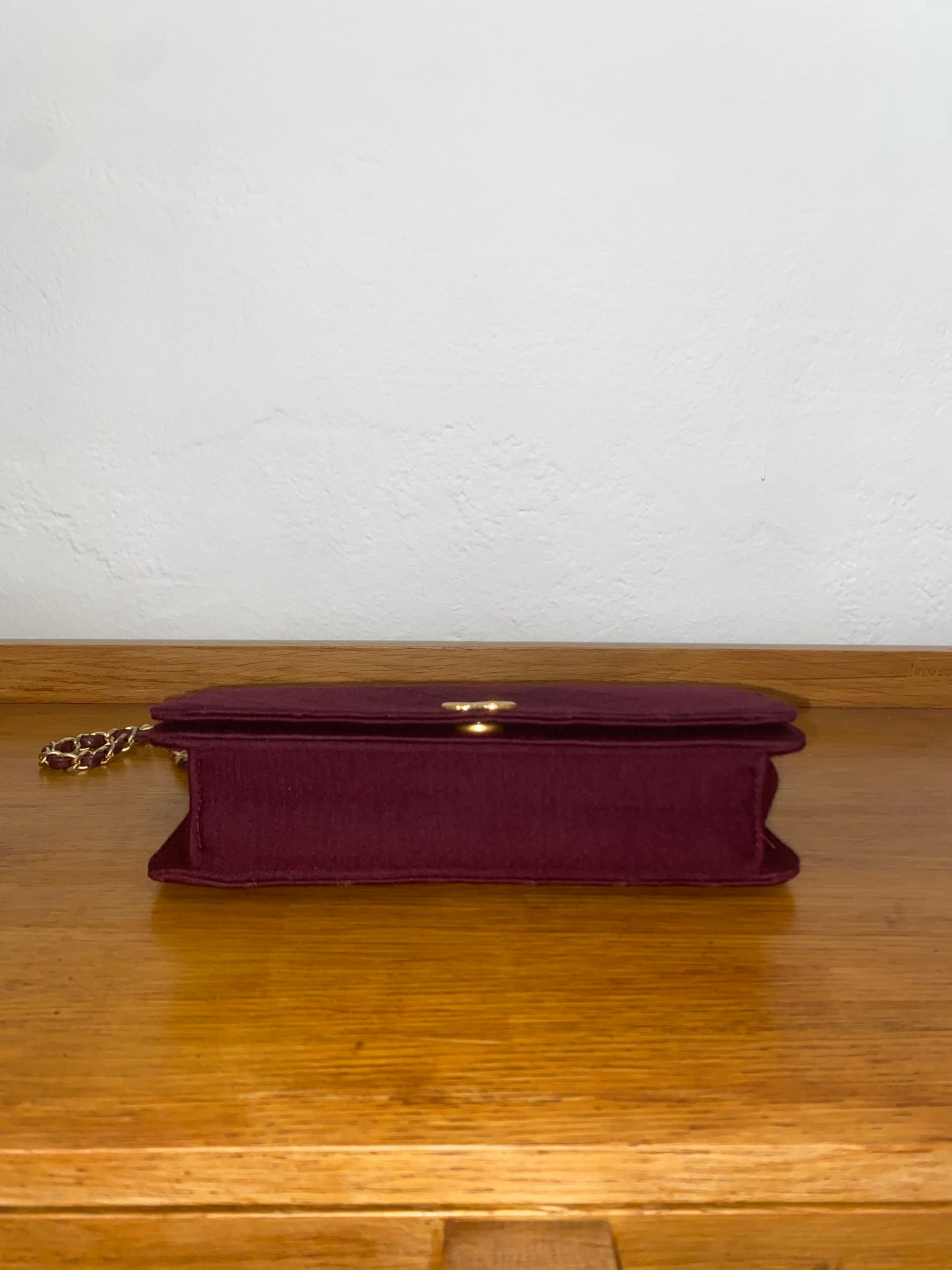 CHANEL BURGUNDY QUILTED WOC 24K GOLD PLATED