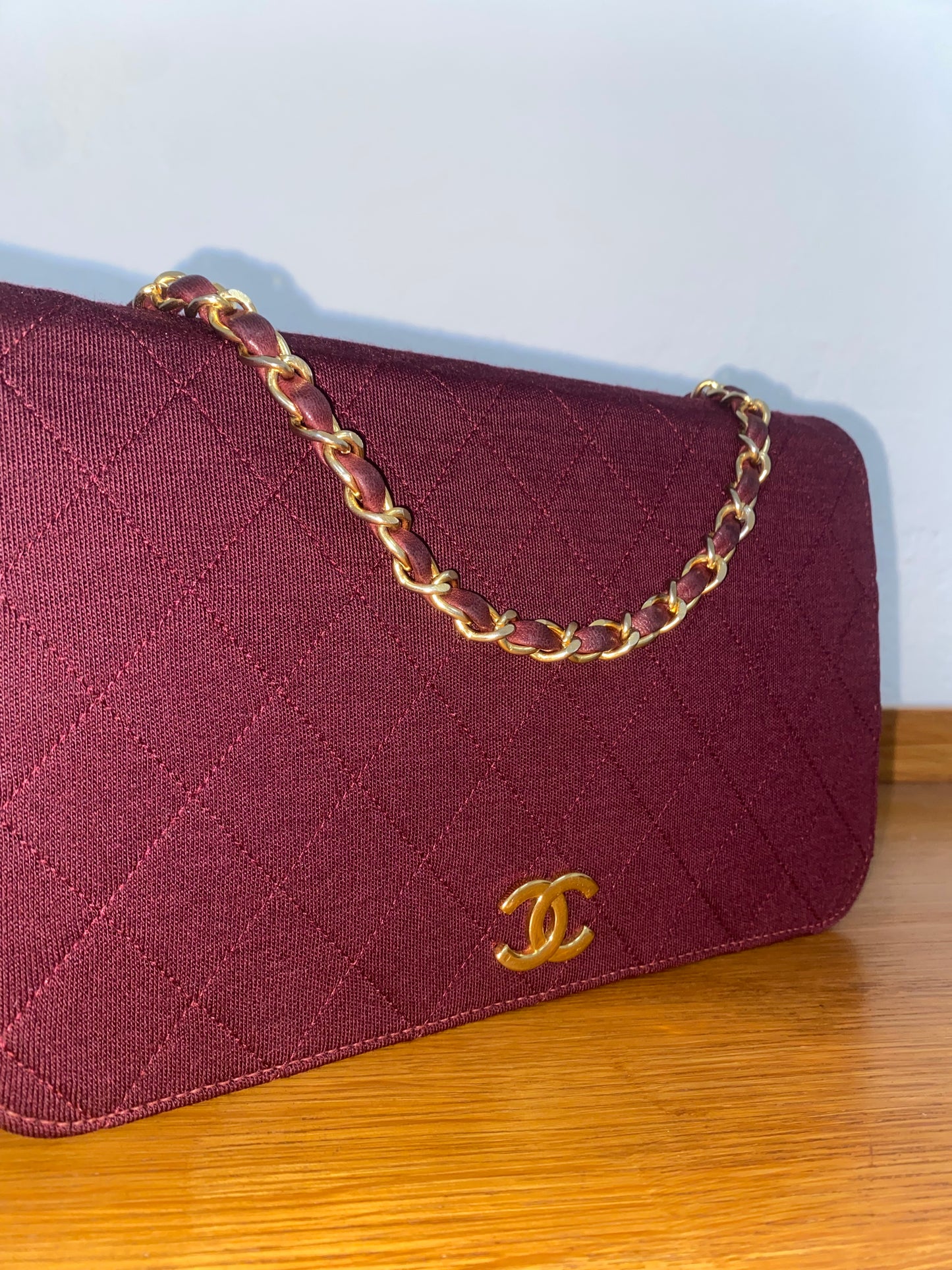 CHANEL BURGUNDY QUILTED WOC 24K GOLD PLATED