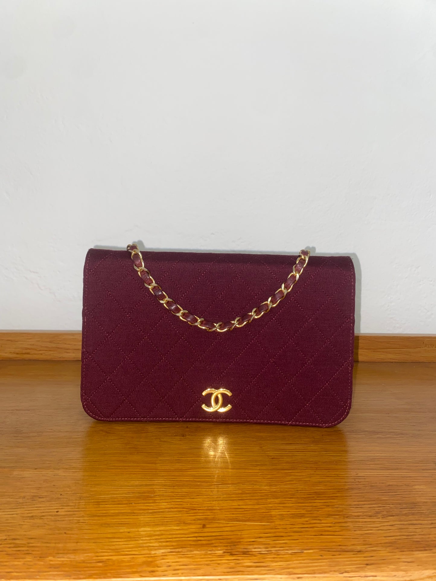 CHANEL BURGUNDY QUILTED WOC 24K GOLD PLATED