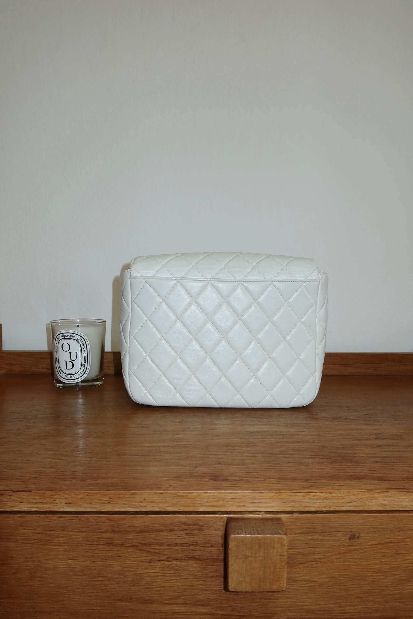 CHANEL MATELASSE FLAP BAG TWIST LOCK WIDE STRAP CREAM