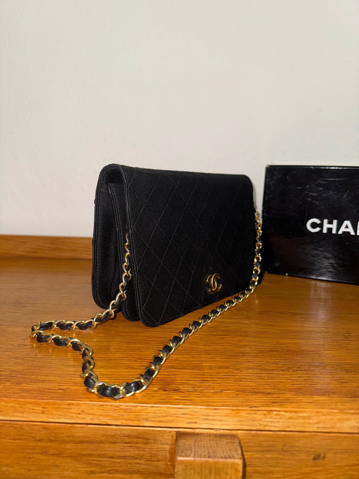 CHANEL JERSEY QUILTED FULL FLAP BAG