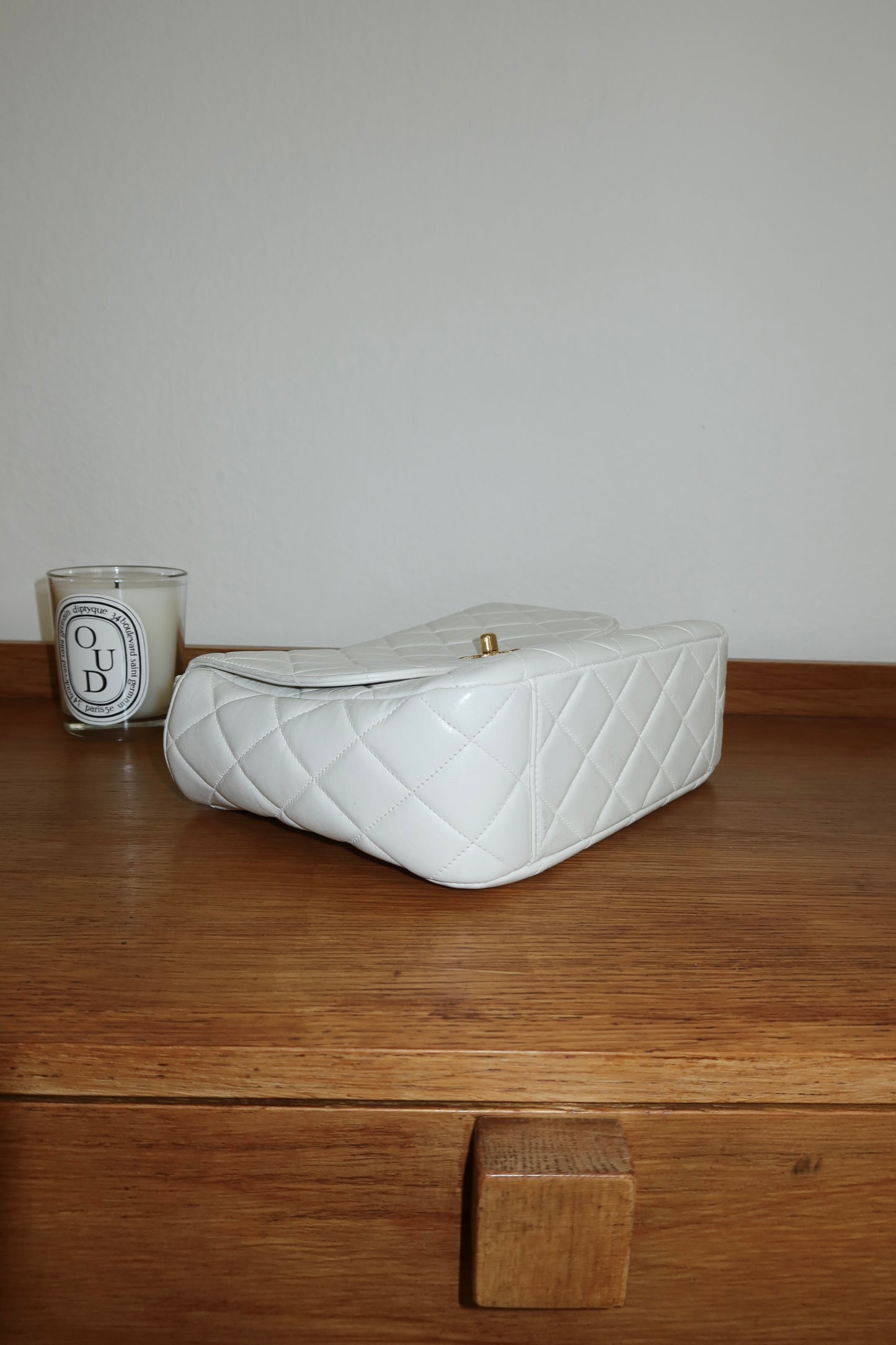 CHANEL MATELASSE FLAP BAG TWIST LOCK WIDE STRAP CREAM