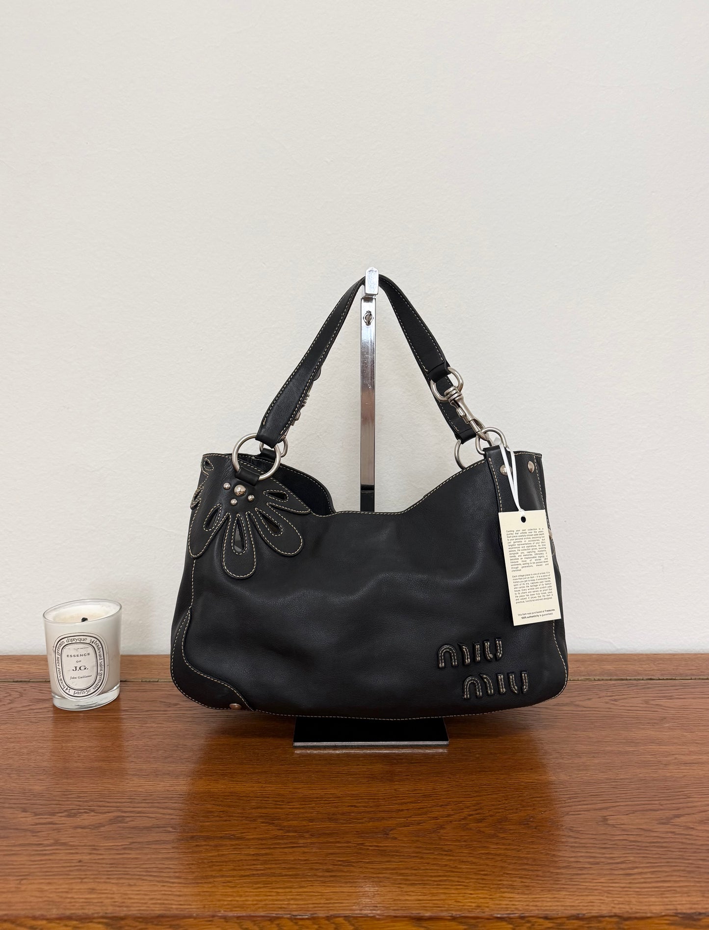 MIU MIU FLOWER SHOULDER BAG ANTRACIT