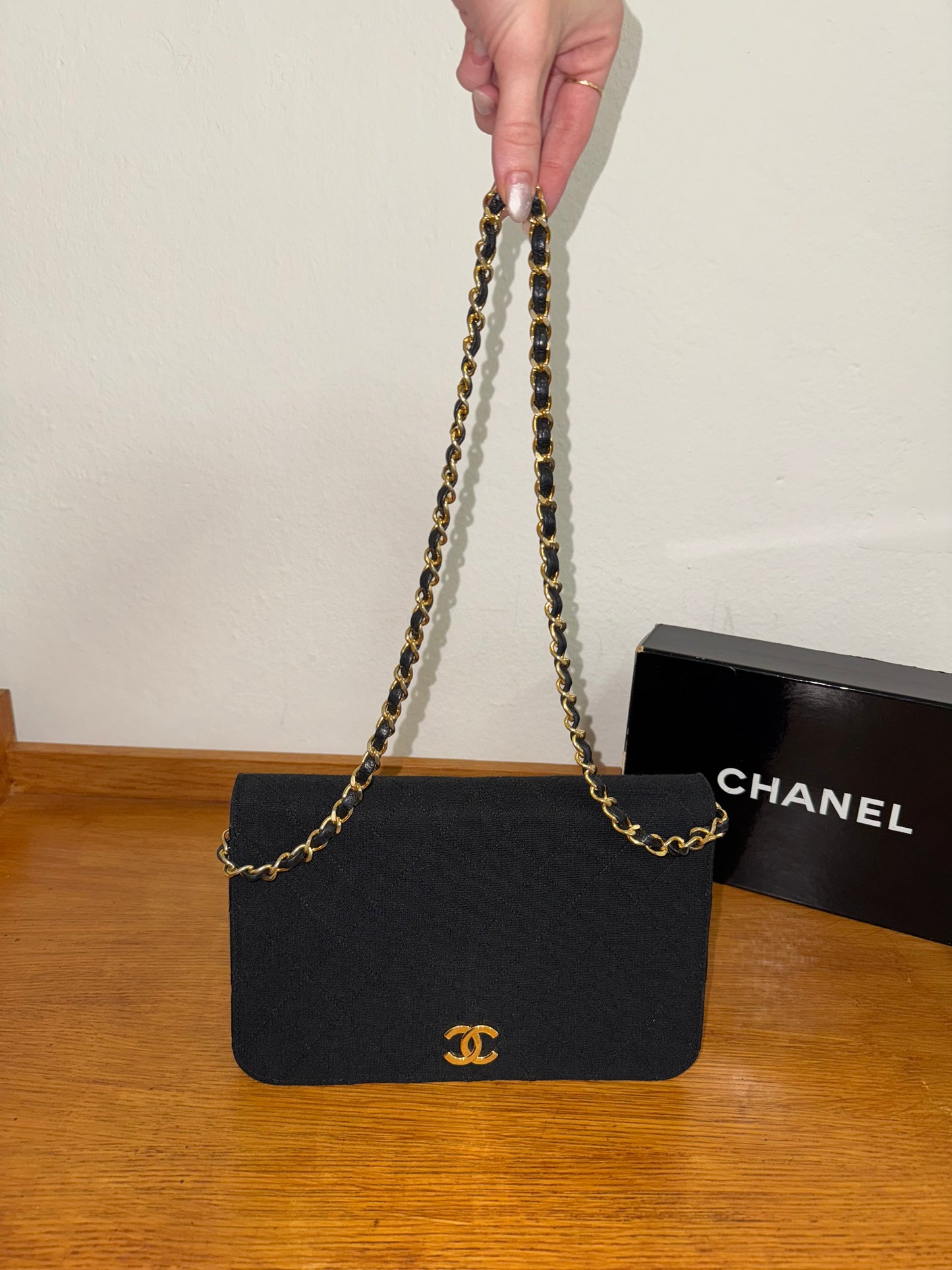 CHANEL JERSEY QUILTED FULL FLAP BAG