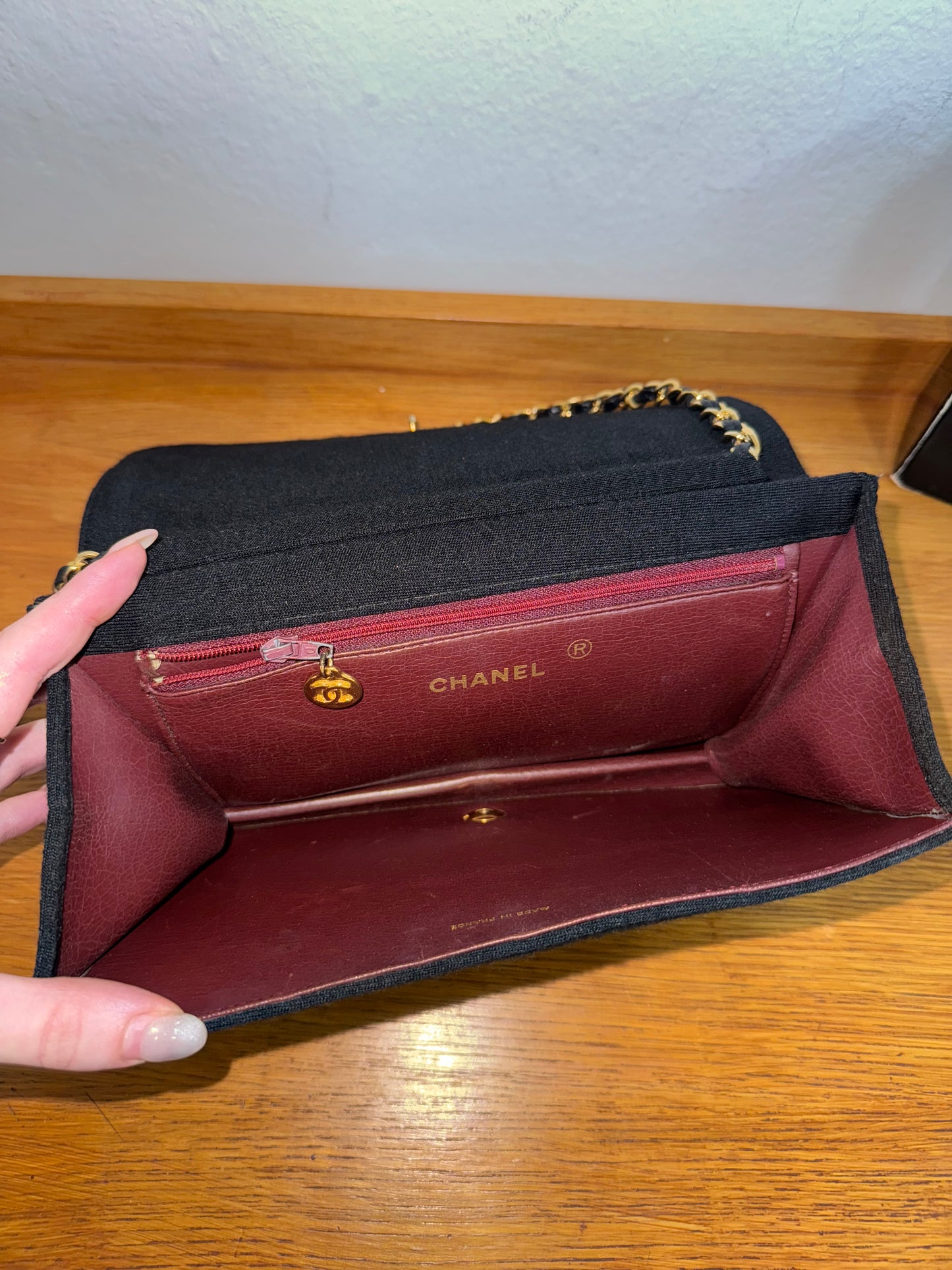CHANEL JERSEY QUILTED FULL FLAP BAG