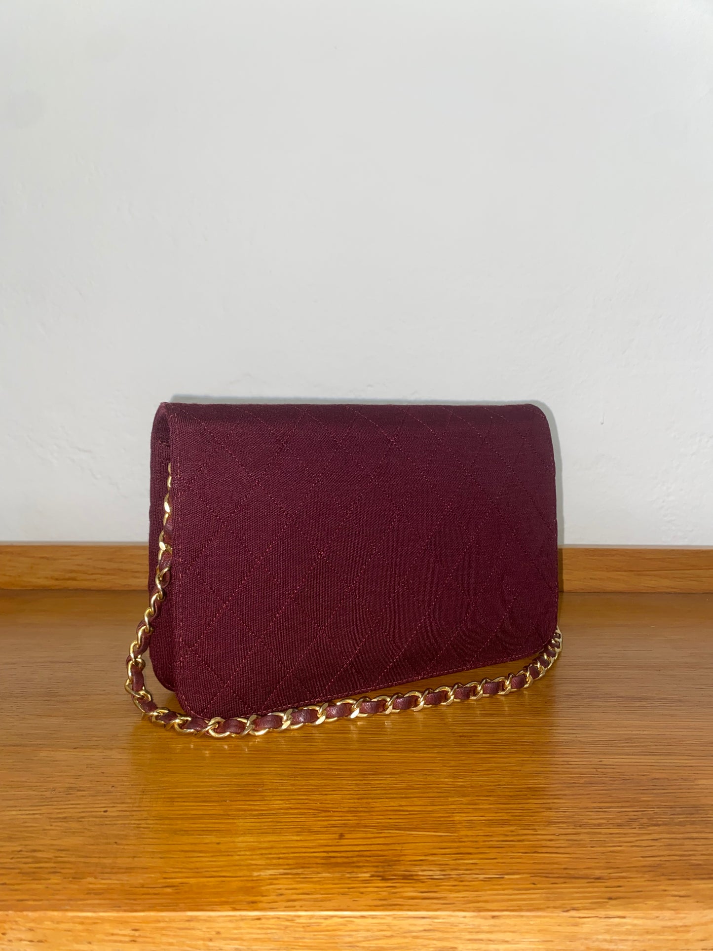 CHANEL BURGUNDY QUILTED WOC 24K GOLD PLATED