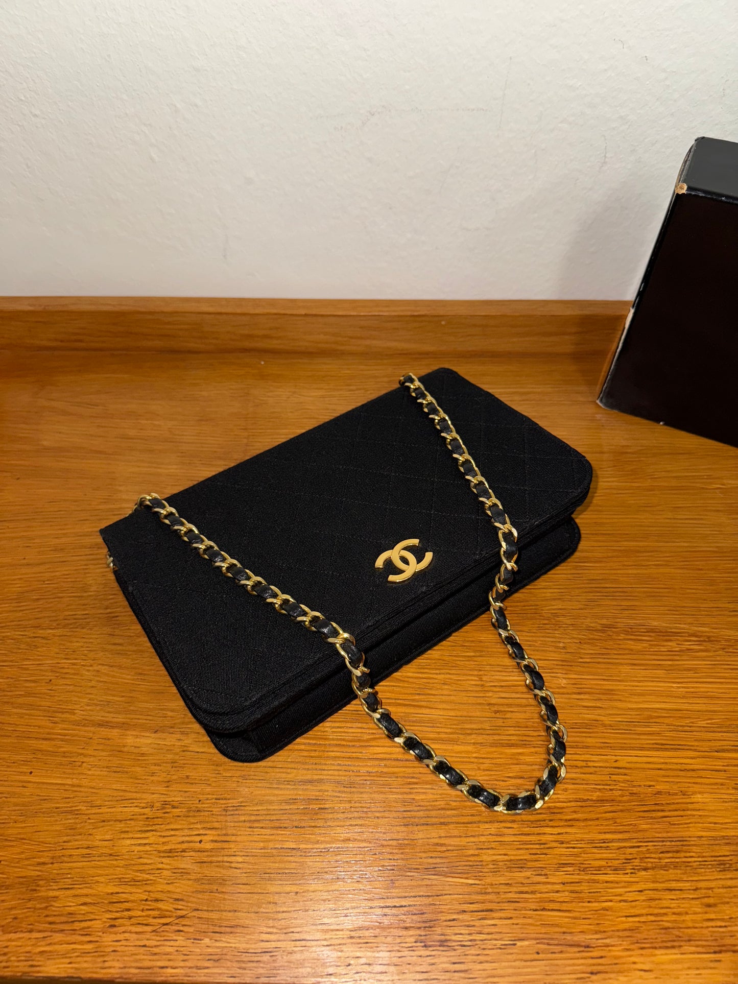 CHANEL JERSEY QUILTED FULL FLAP BAG