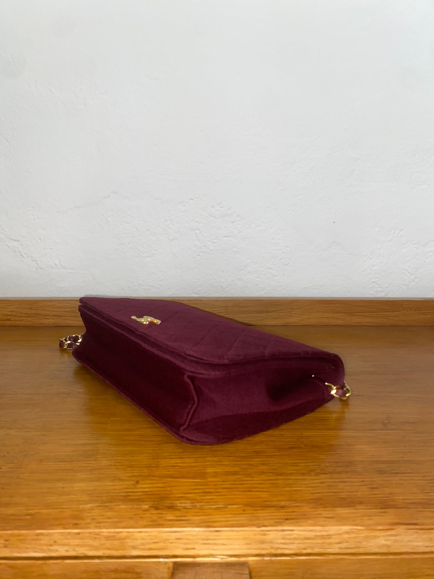 CHANEL BURGUNDY QUILTED WOC 24K GOLD PLATED