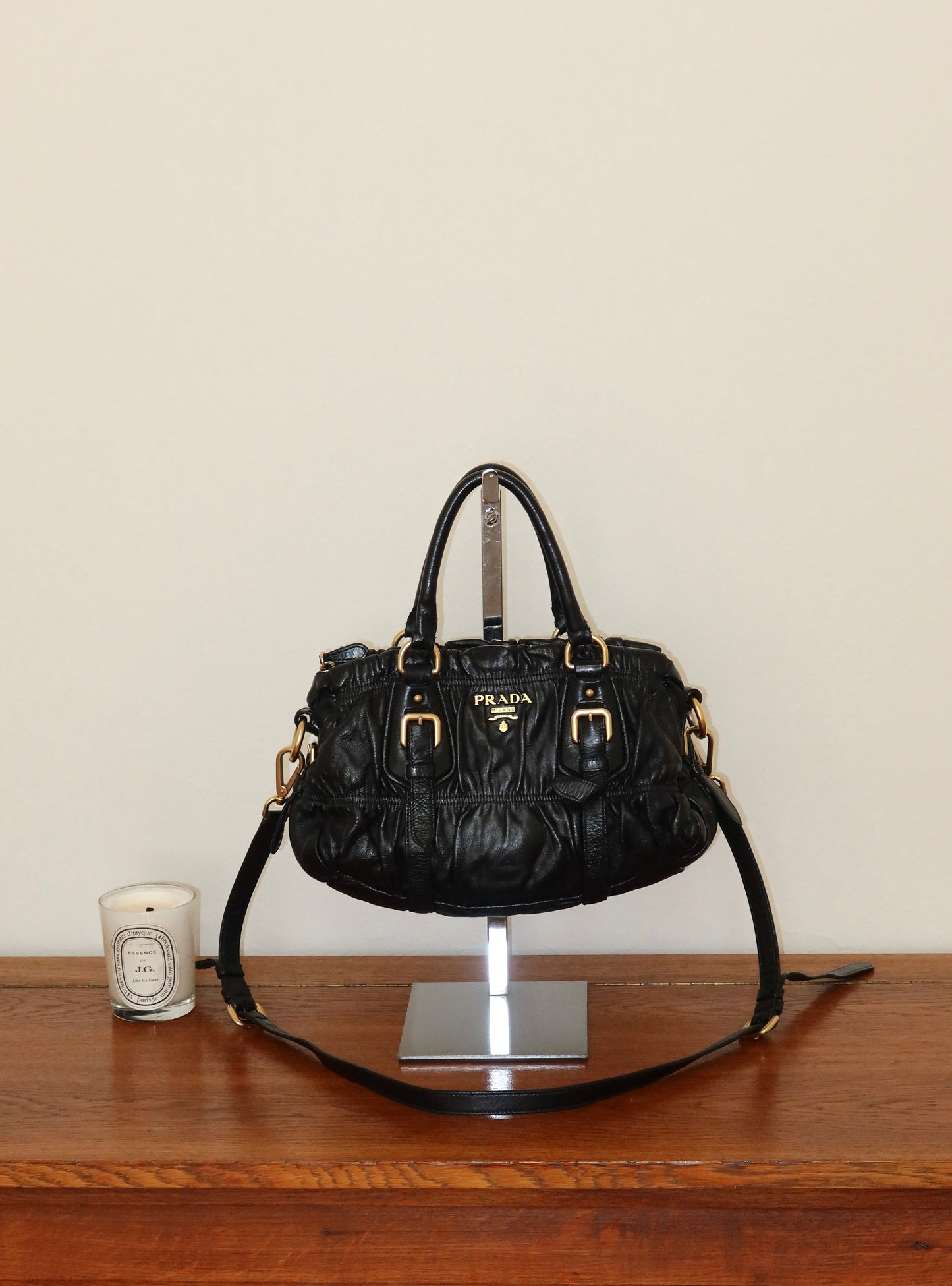 PRADA PROMENADE LEATHER HANDBAG