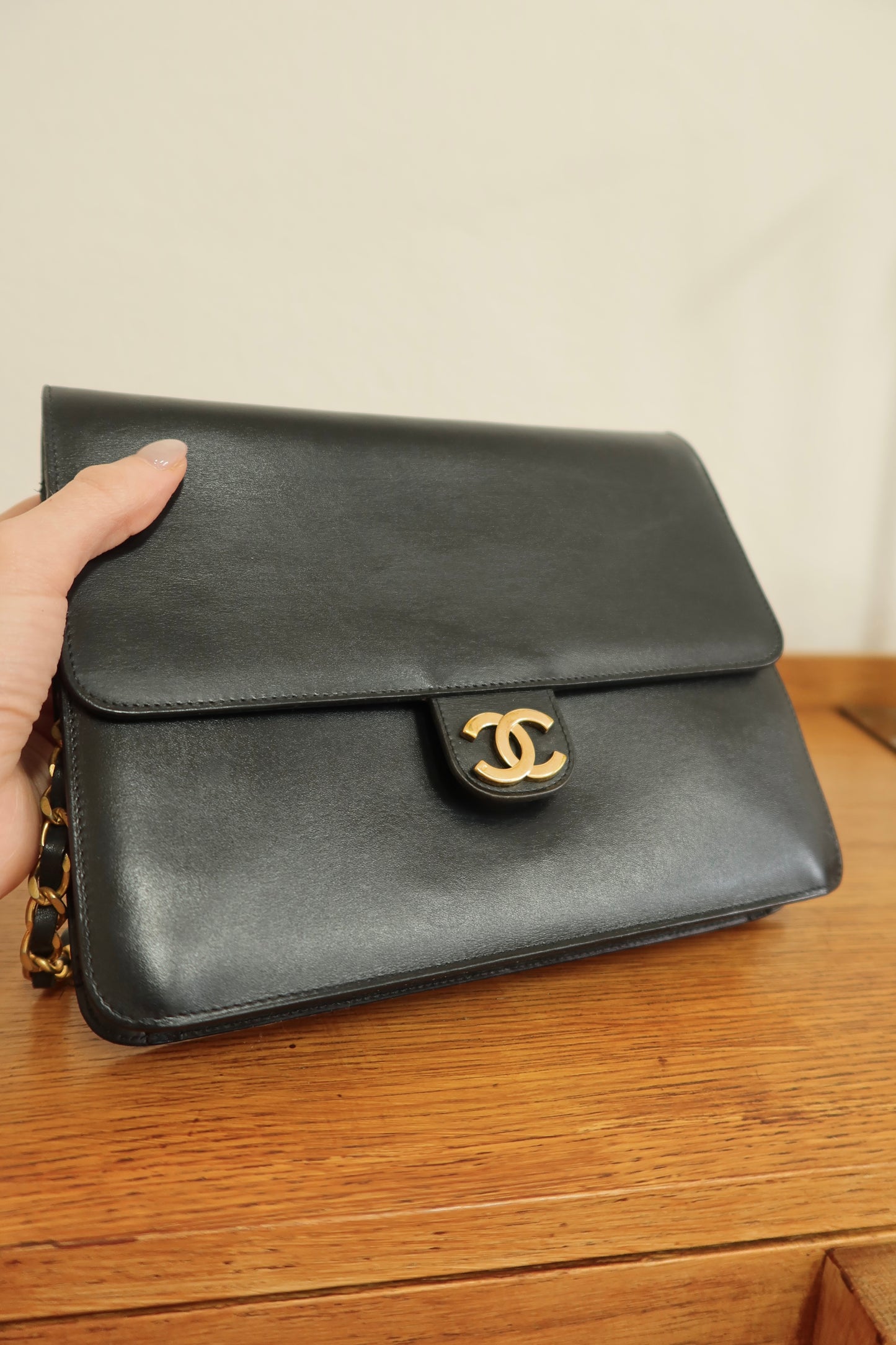 CHANEL BOX CALF SINGLE FLAP
