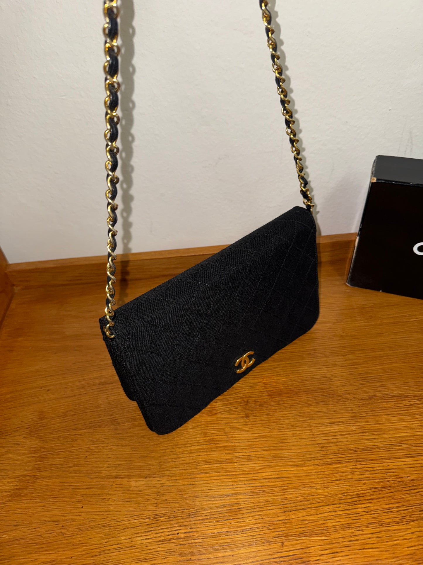 CHANEL JERSEY QUILTED FULL FLAP BAG