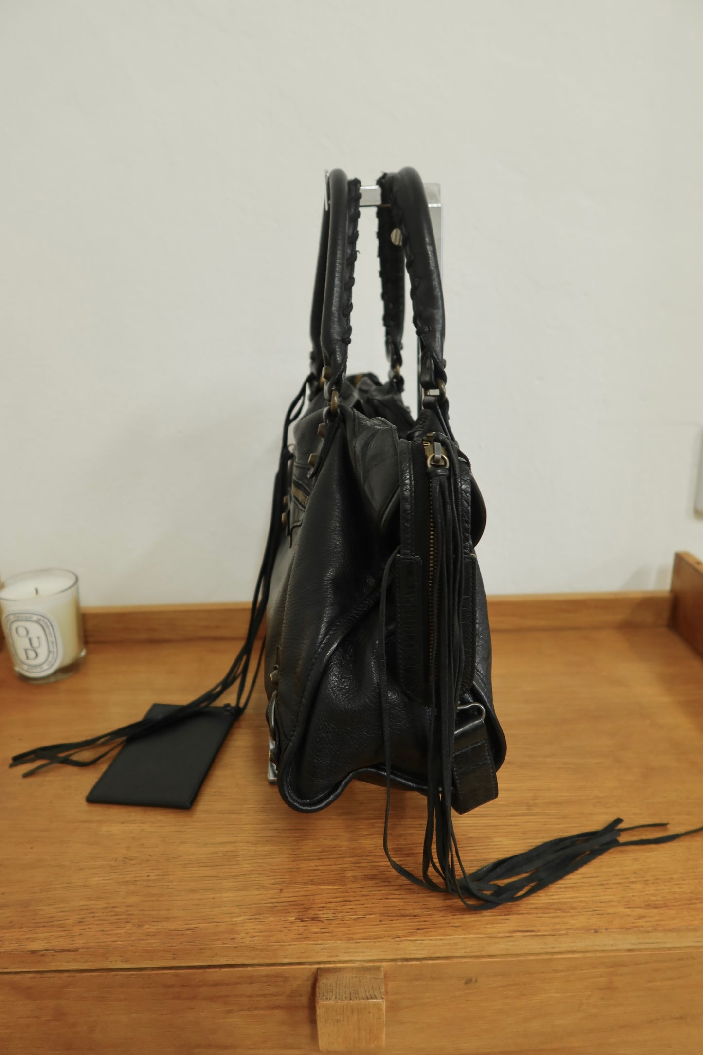 BALENCIAGA CITY BAG IN BLACK GOLD PATINA HW