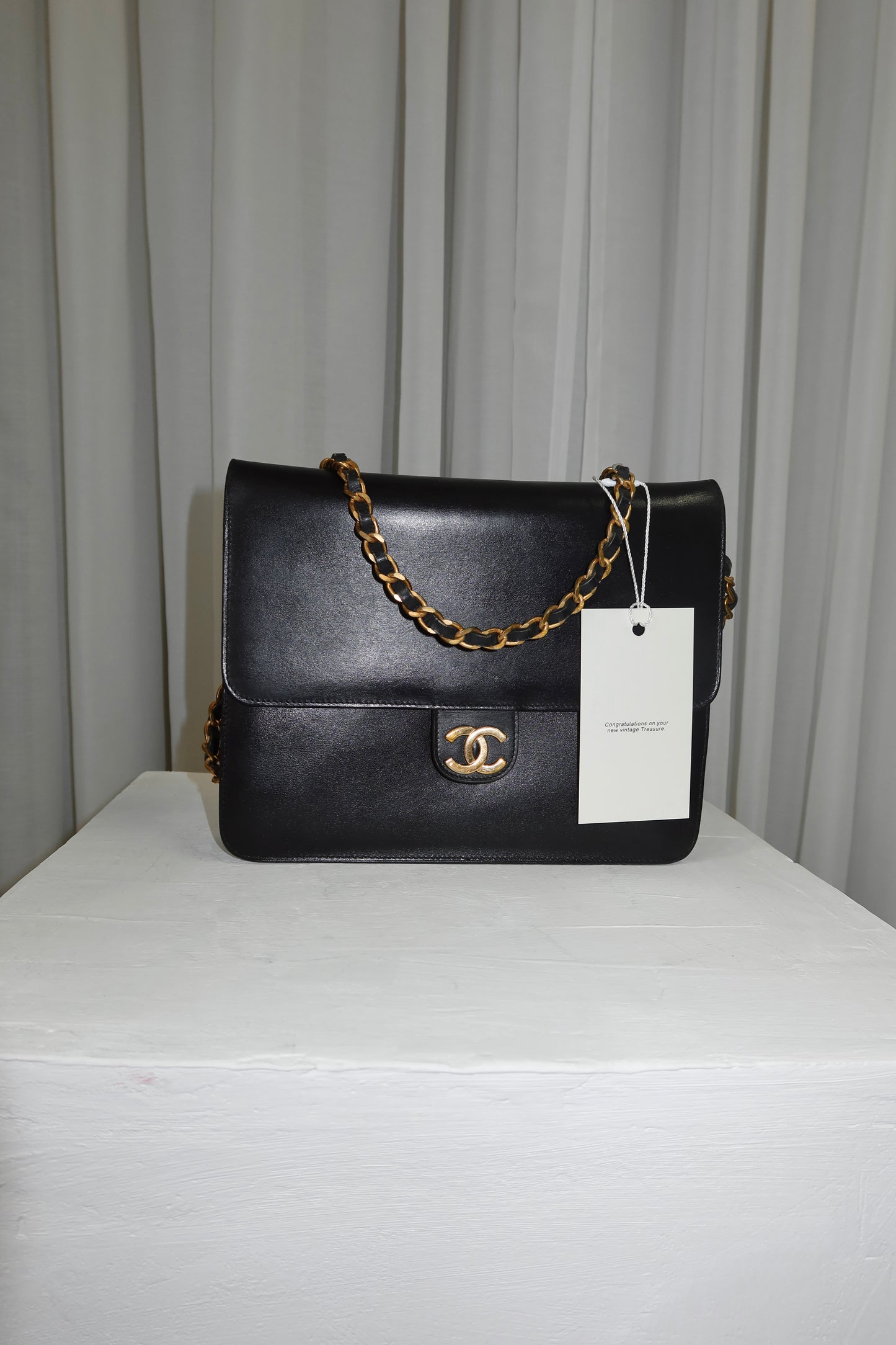 CHANEL BOX CALF SINGLE FLAP