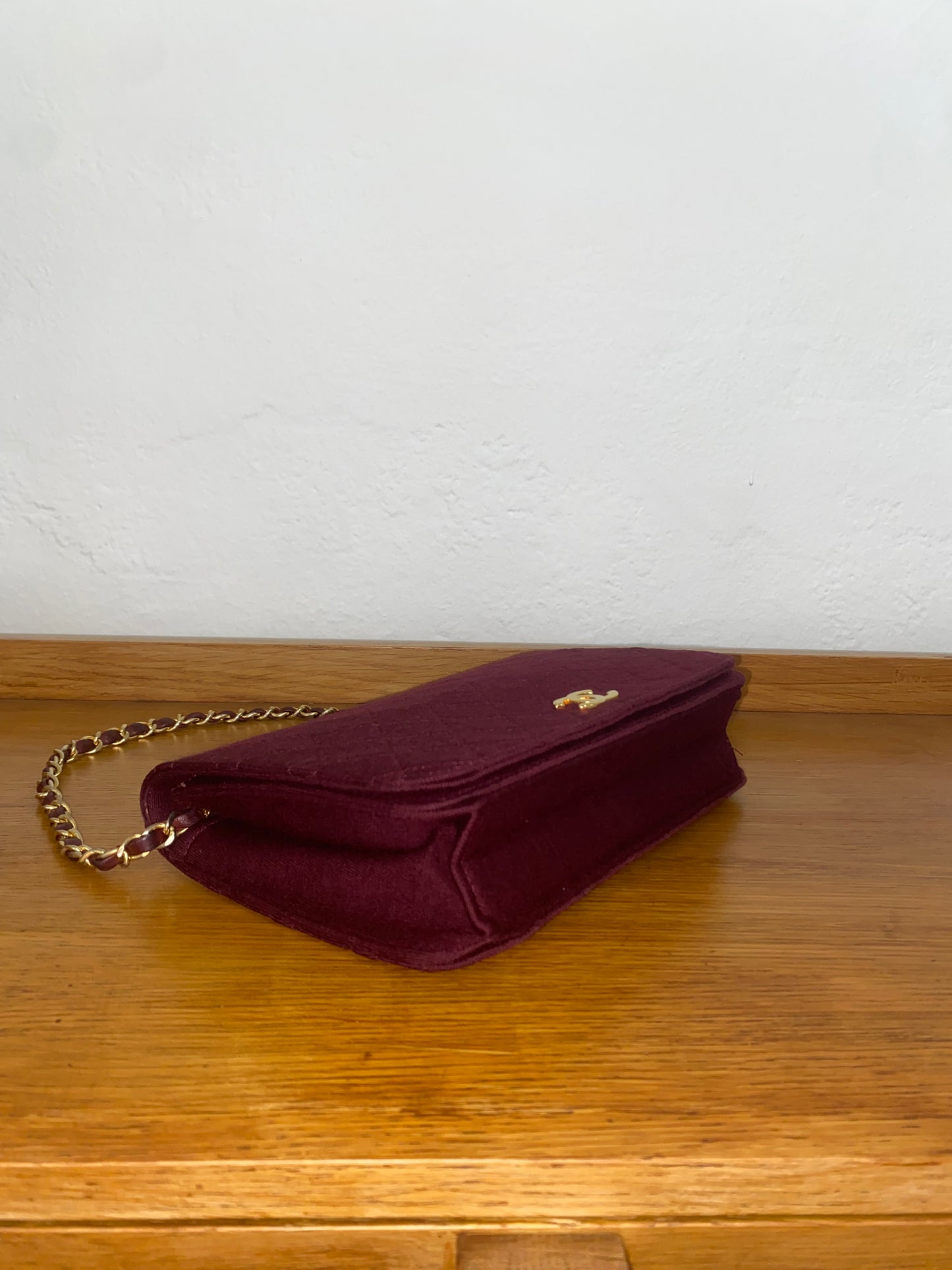 CHANEL BURGUNDY QUILTED WOC 24K GOLD PLATED
