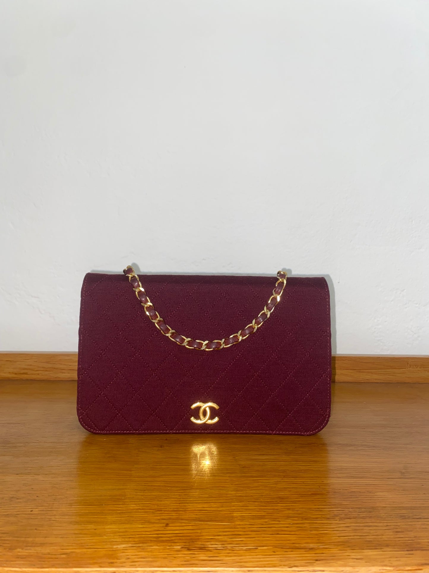 CHANEL BURGUNDY QUILTED WOC 24K GOLD PLATED