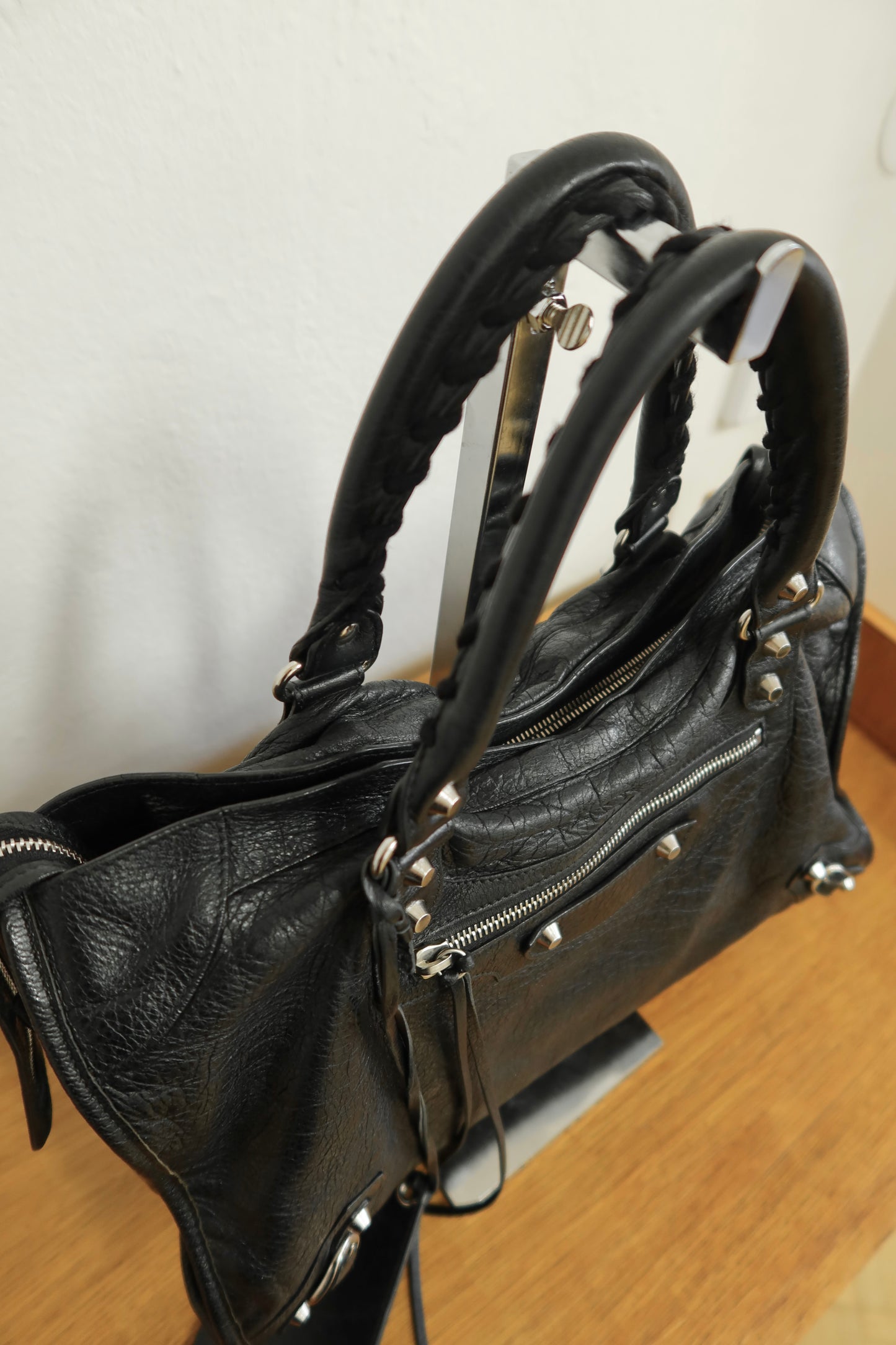 BALENCIAGA CITY BAG BLACK SILVER HW