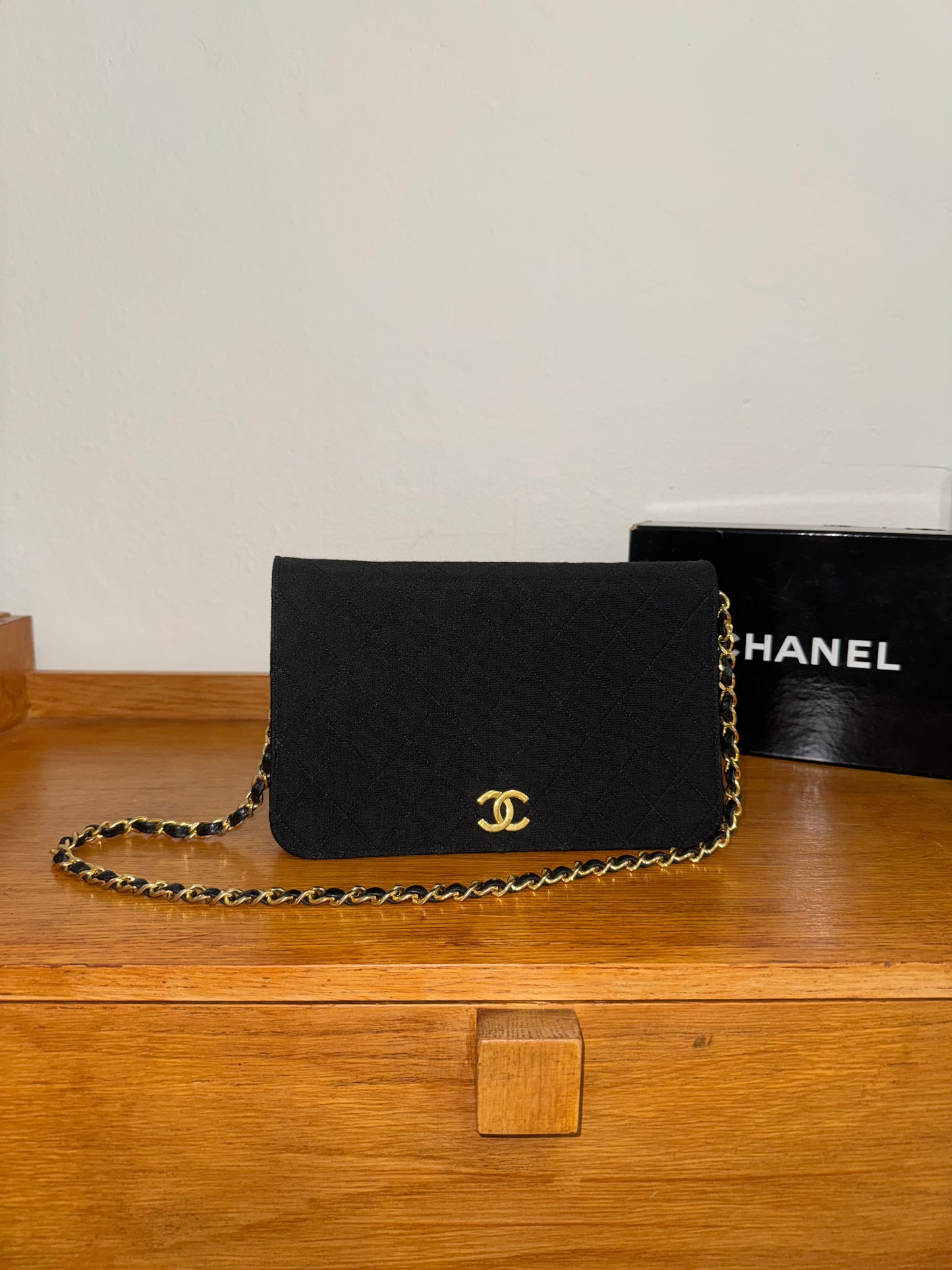 CHANEL JERSEY QUILTED FULL FLAP BAG