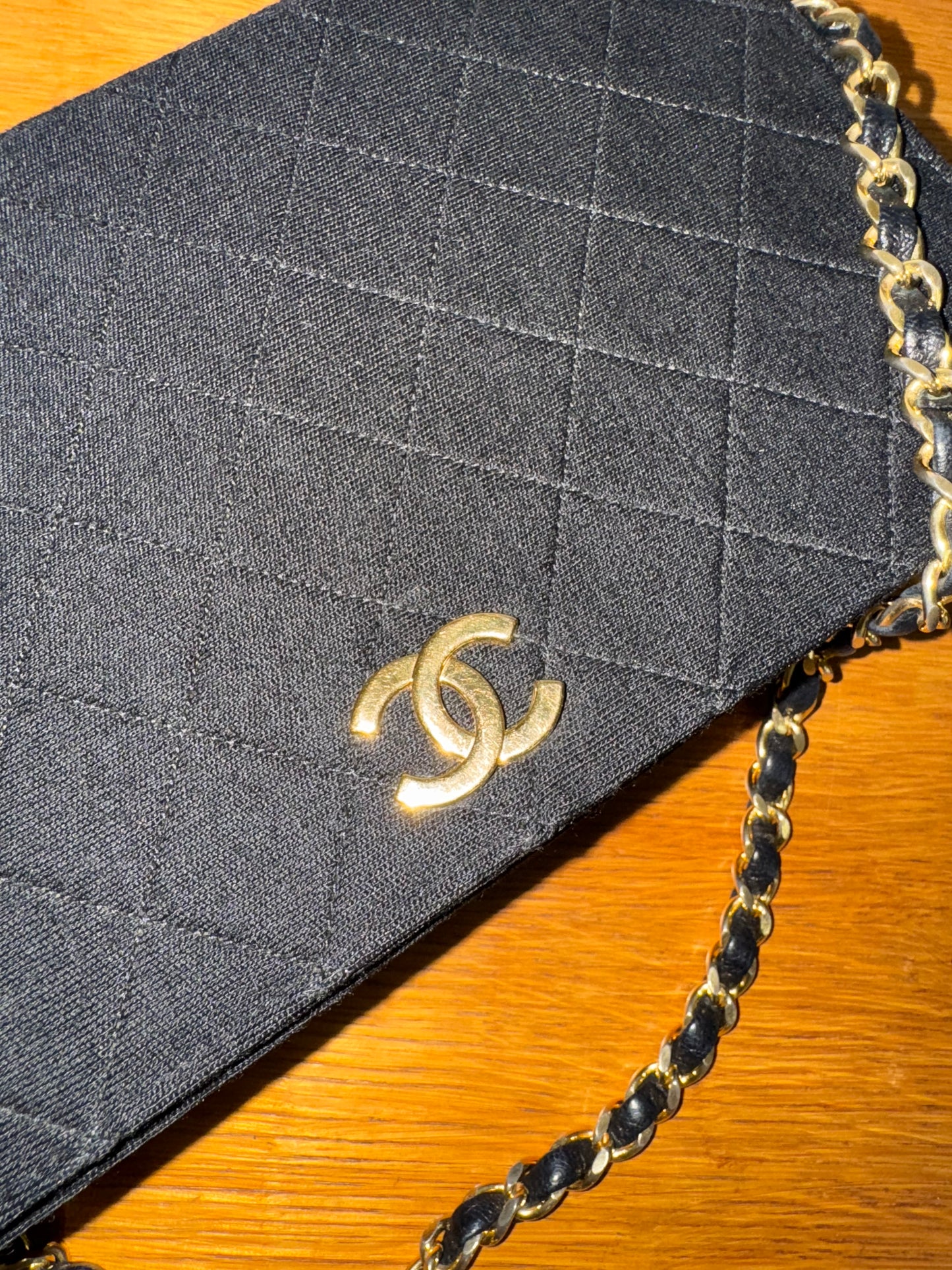 CHANEL JERSEY QUILTED FULL FLAP BAG