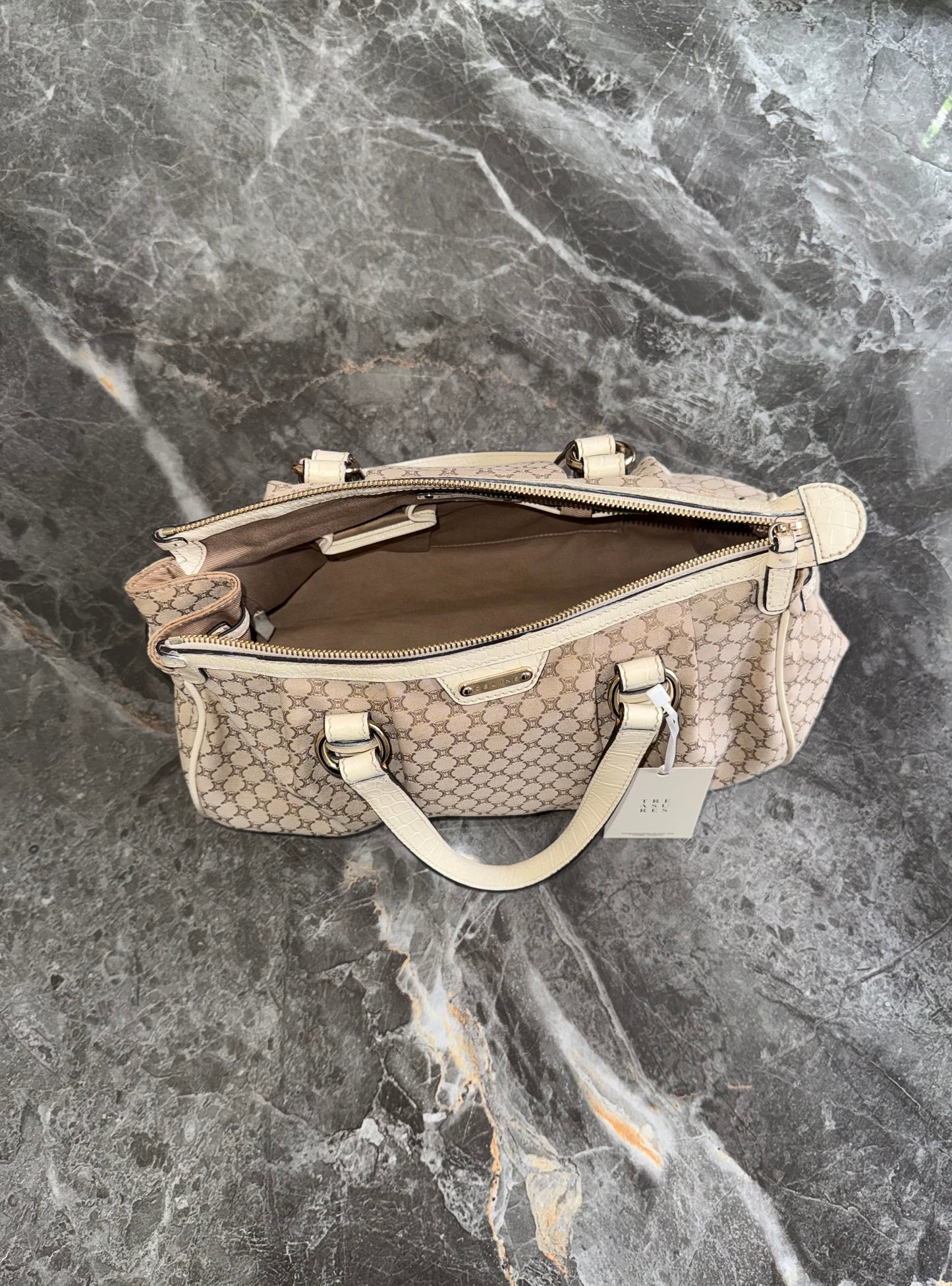 CELINE MACADAM CANVAS HANDBAG