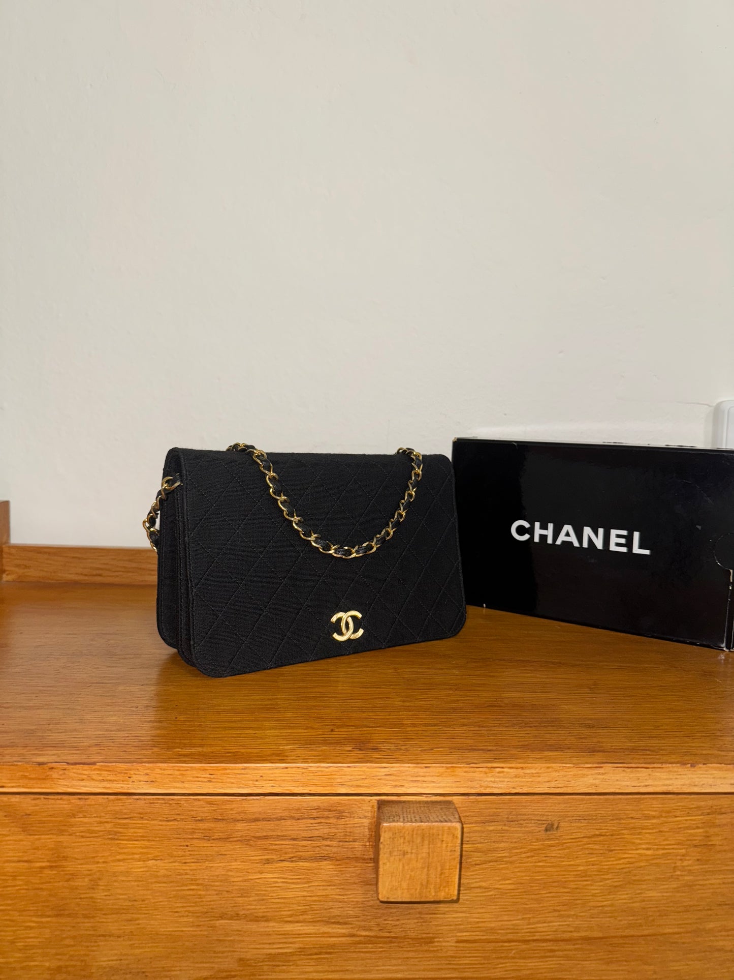 CHANEL JERSEY QUILTED FULL FLAP BAG