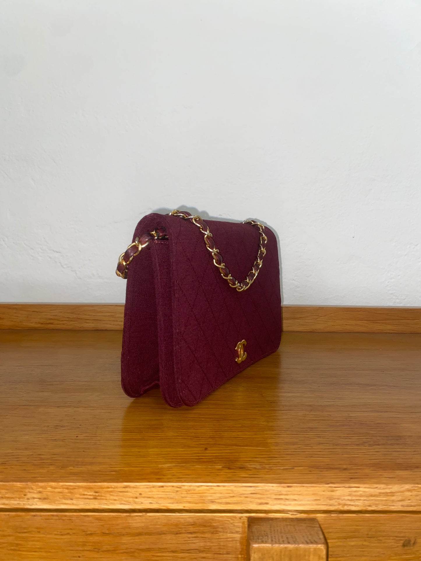 CHANEL BURGUNDY QUILTED WOC 24K GOLD PLATED