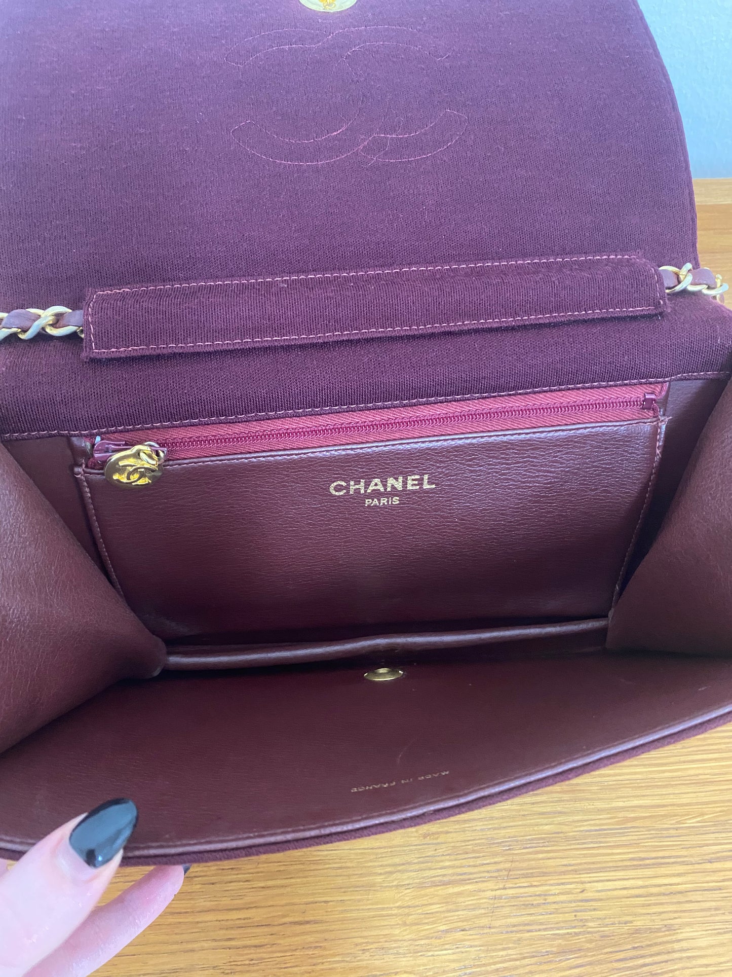 CHANEL BURGUNDY QUILTED WOC 24K GOLD PLATED