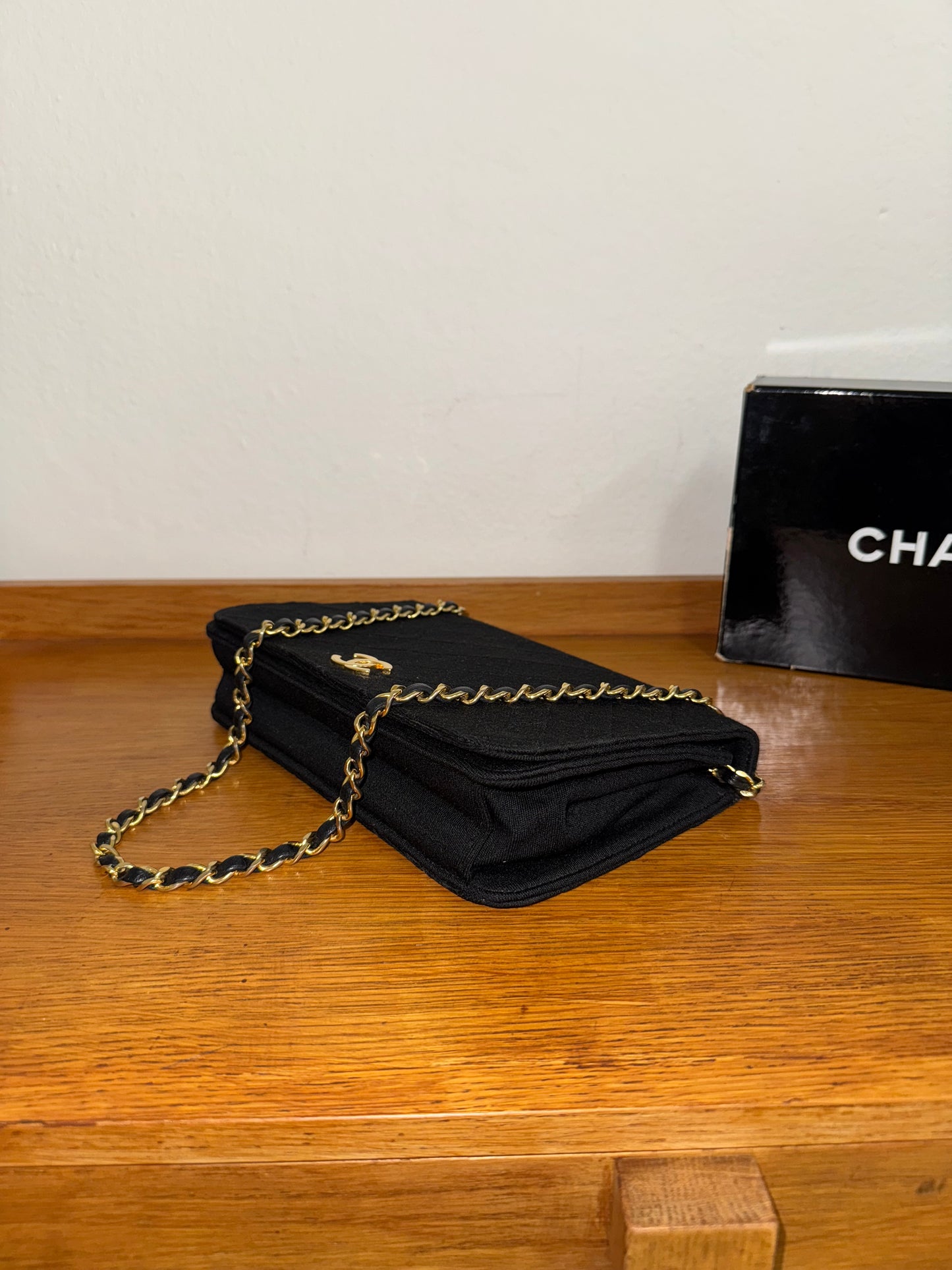 CHANEL JERSEY QUILTED FULL FLAP BAG