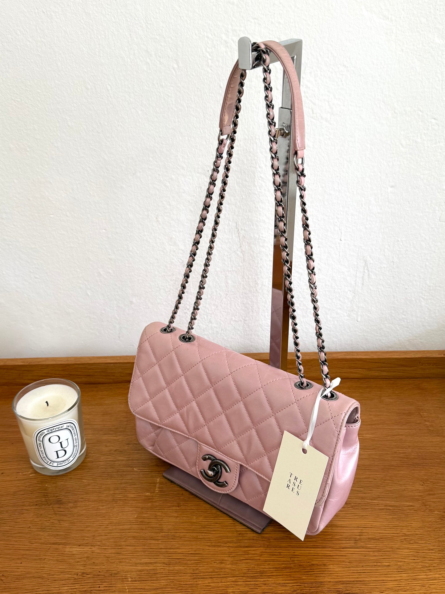 CHANEL SINGLE FLAP BAG PINK MATELASSE