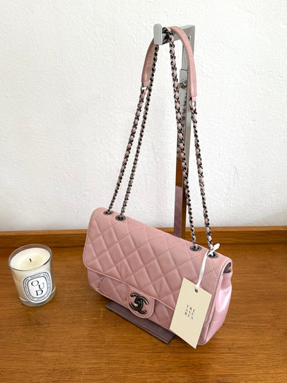 CHANEL SINGLE FLAP BAG PINK MATELASSE