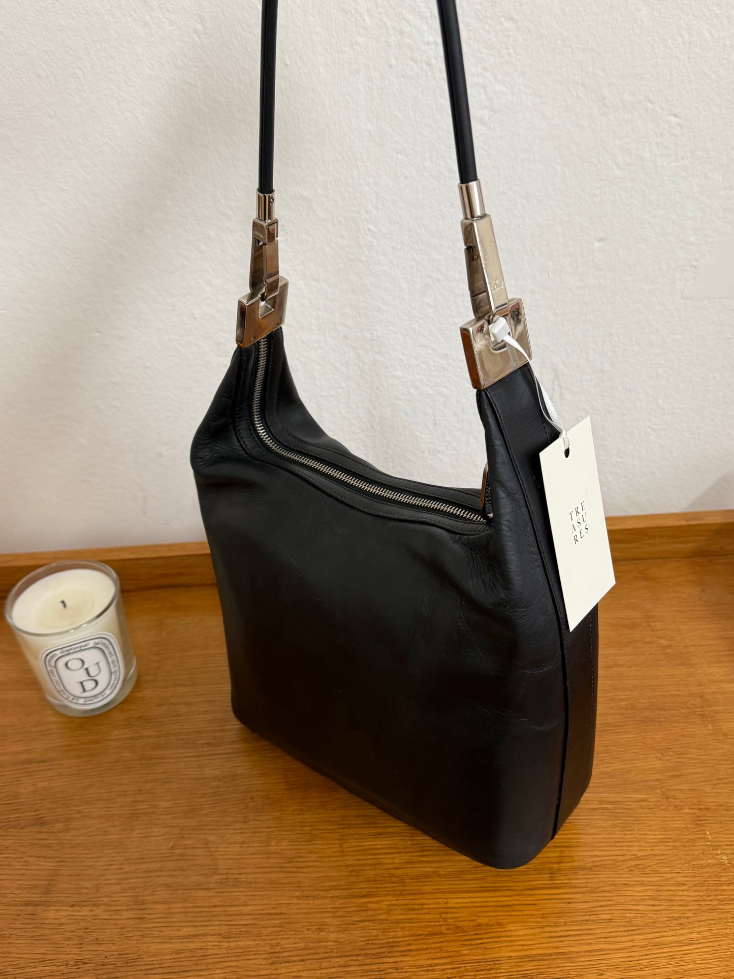 GUCCI LEATHER BLACK SHOULDER BAG BY TOM FORD