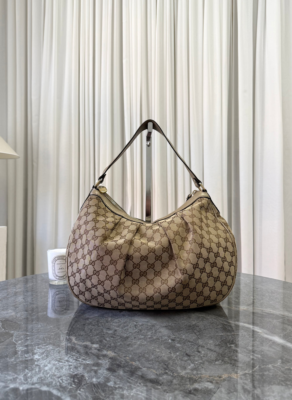 Gucci Abbey GG Canvas Bag Beige Gold HW