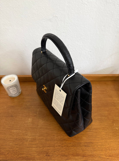 CHANEL MATELASSE CAVIAR KELLY BLACK 24K GOLD HW