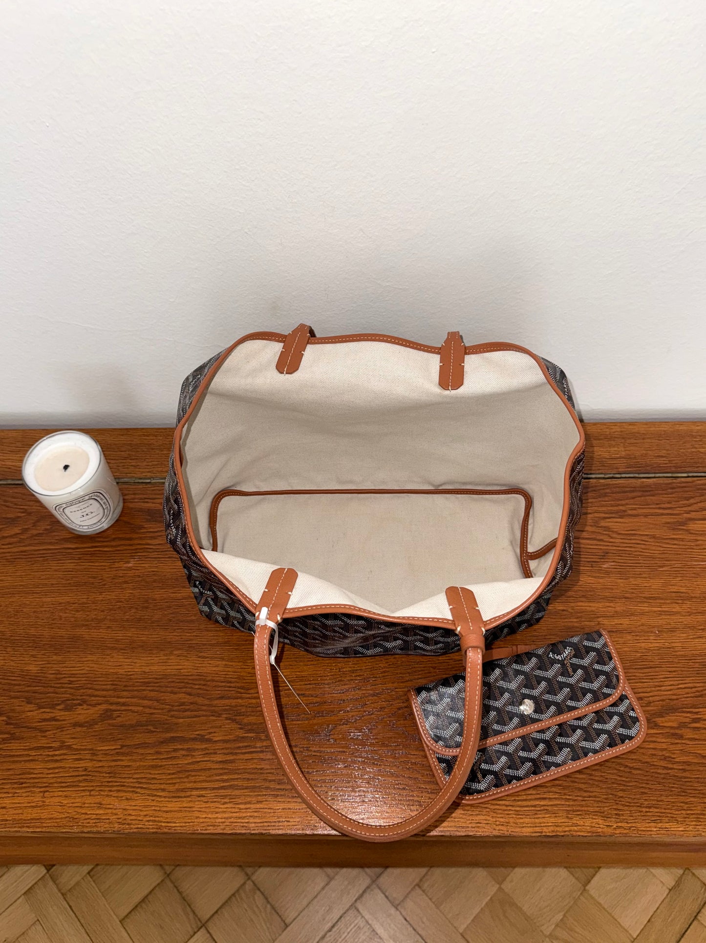 GOYARD SAINT LOUIS PM TOTE BAG & POUCH BLACK BROWN