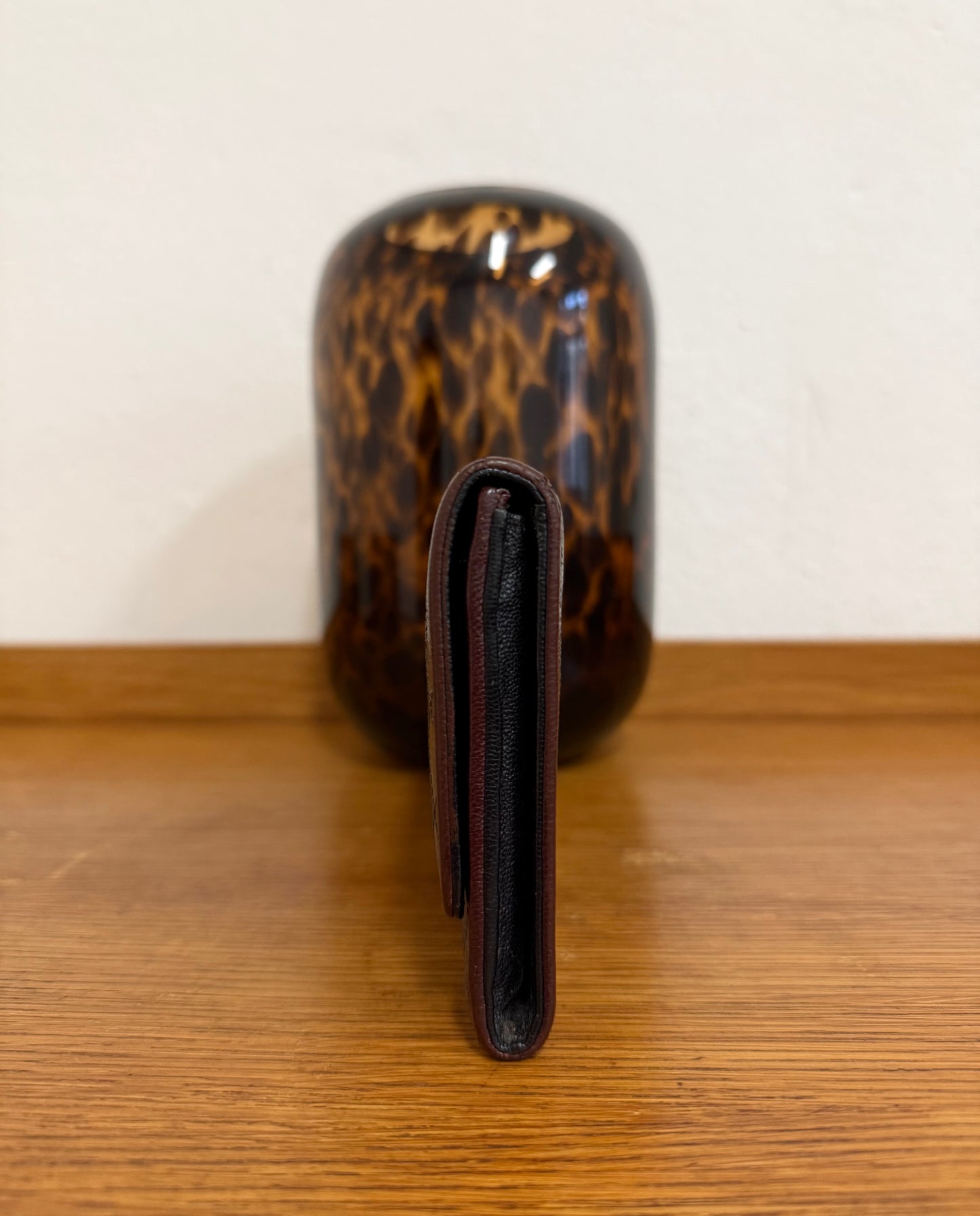 CHANEL WALLET GRAIN BURGUNDY BLACK