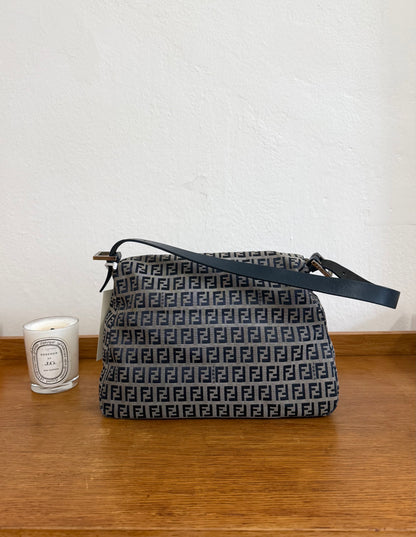 FENDI ZUCCA MAMMA BAGUETTE BAG NAVY