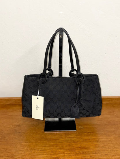 GUCCI GG SHOULDER BAG BLACK WITH POUCH