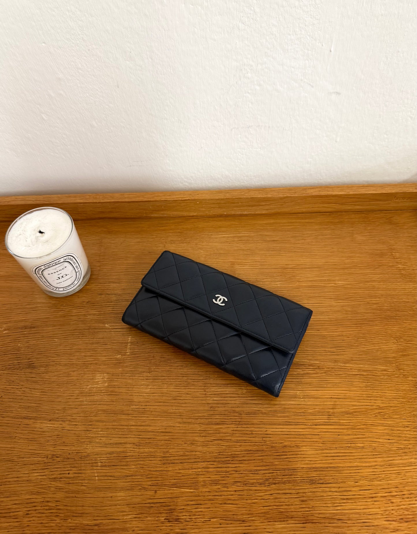 CHANEL CLASSIC LONG WALLET LAMBSKIN SERIES 17 NAVY