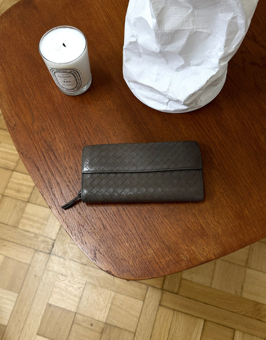 BOTTEGA VENETA INTRECCIATO WALLET GREY