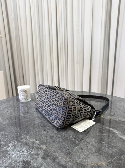FENDI ZUCCA MAMMA BAGUETTE BAG NAVY