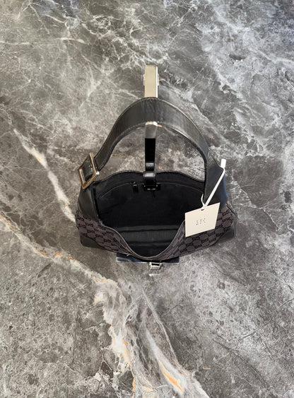 Gucci Jackie GG Canvas Shoulder Bag Black Silver HW
