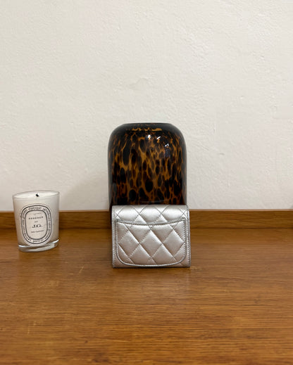SERIES 22 CHANEL METALLIC SILVER QUILTED WALLET
