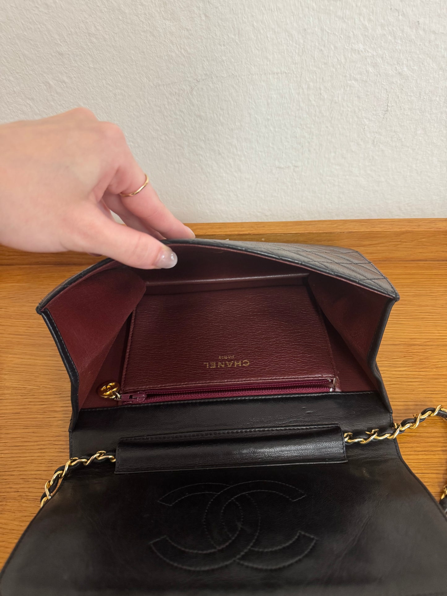 CHANEL LAMBSKIN SINGLE FLAP BAG & BOX & ENTRUPY