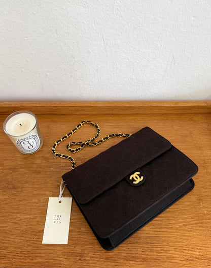 CHANEL SINGLE FLAP MATELASSE JERSEY BROWN BAG